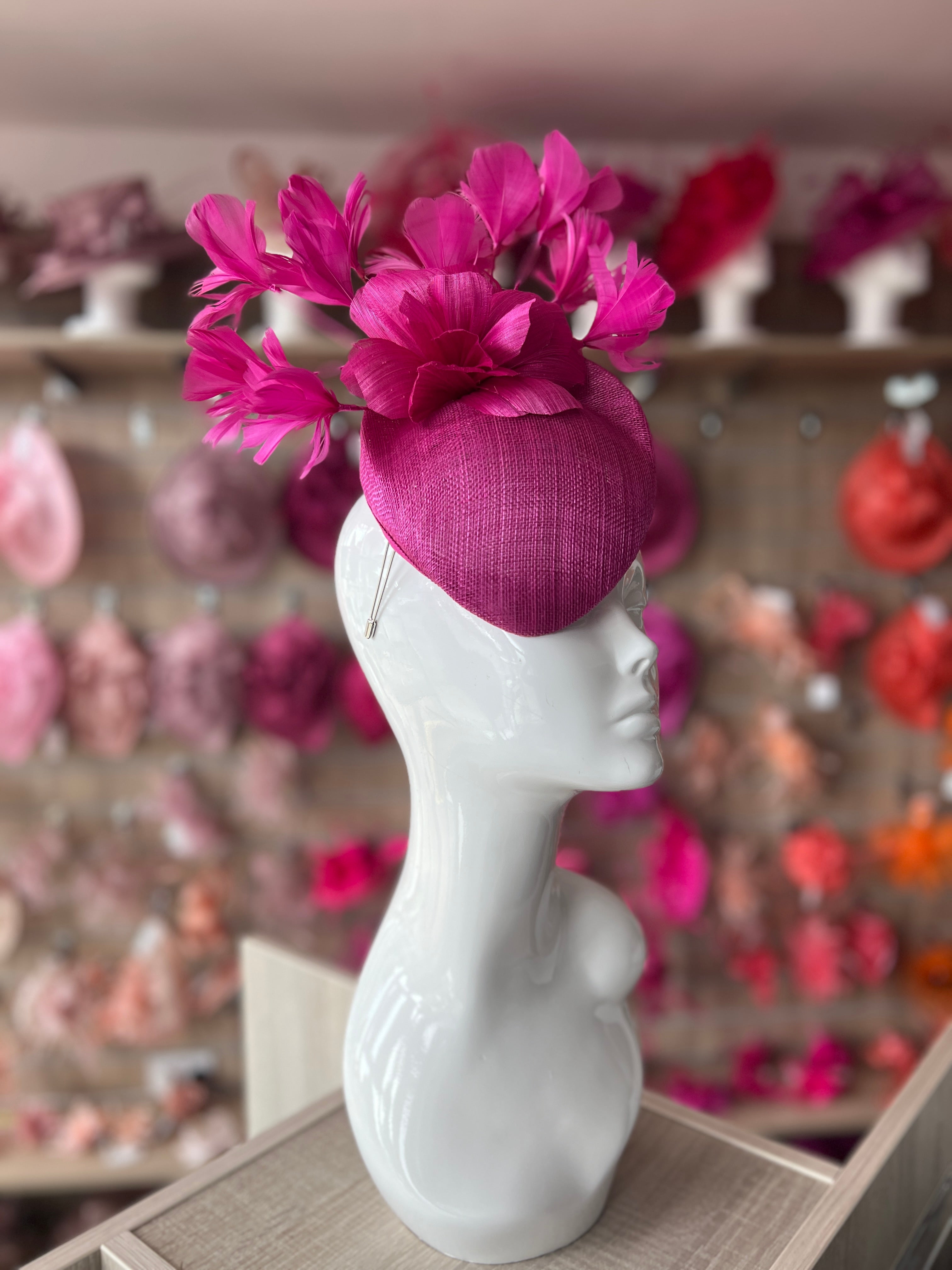 Contoured Fuchsia Pillbox Fascinator Hat