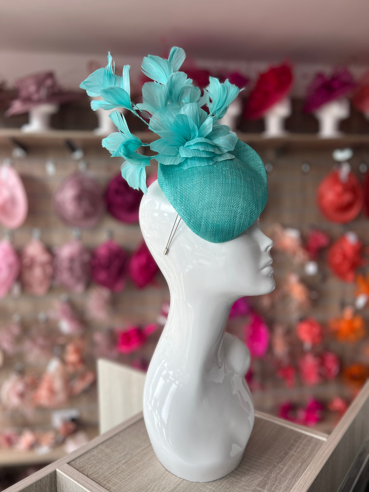 Contoured Peacock Pillbox Fascinator Hat-Fascinators Direct