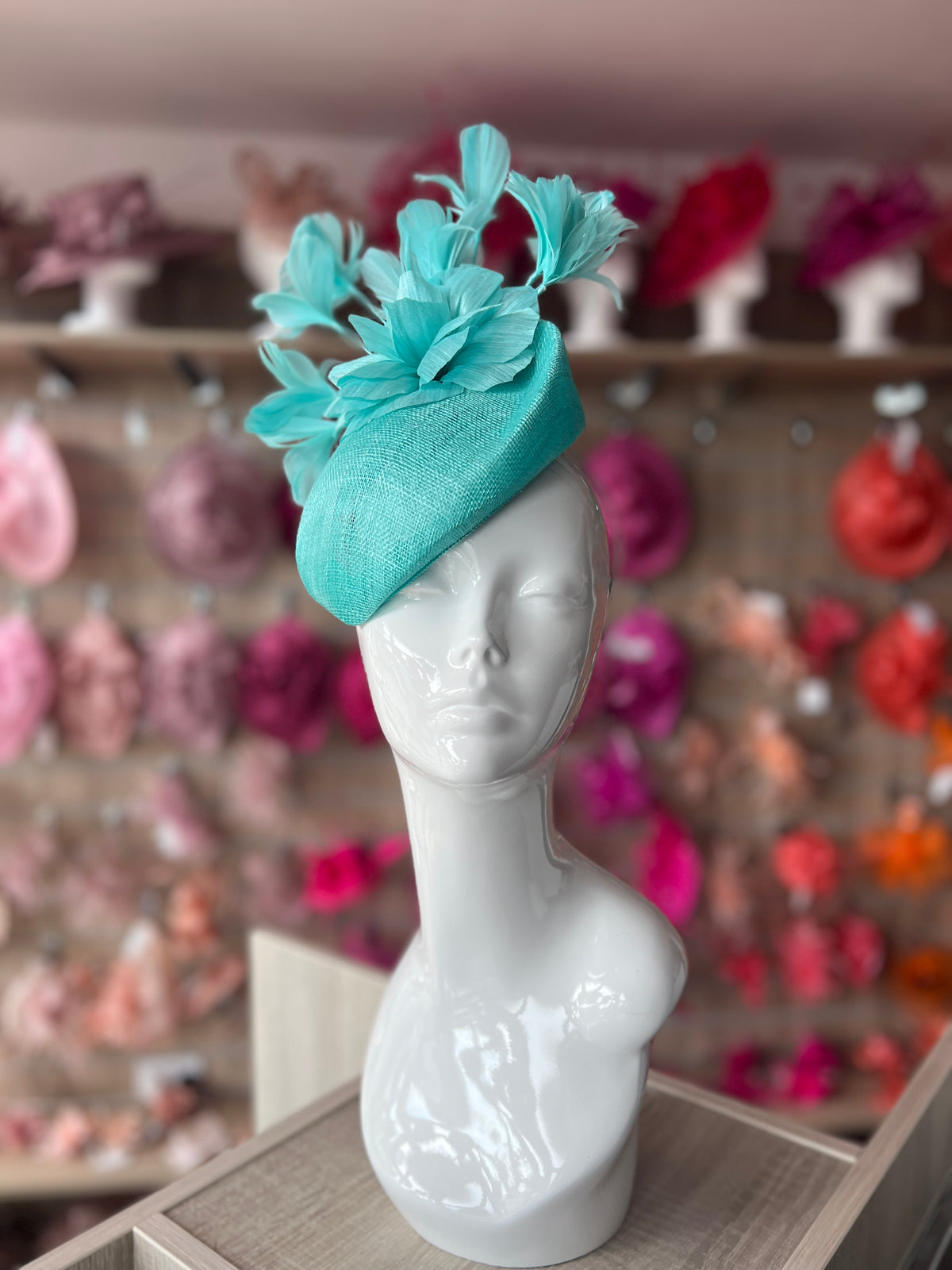 Contoured Peacock Pillbox Fascinator Hat-Fascinators Direct