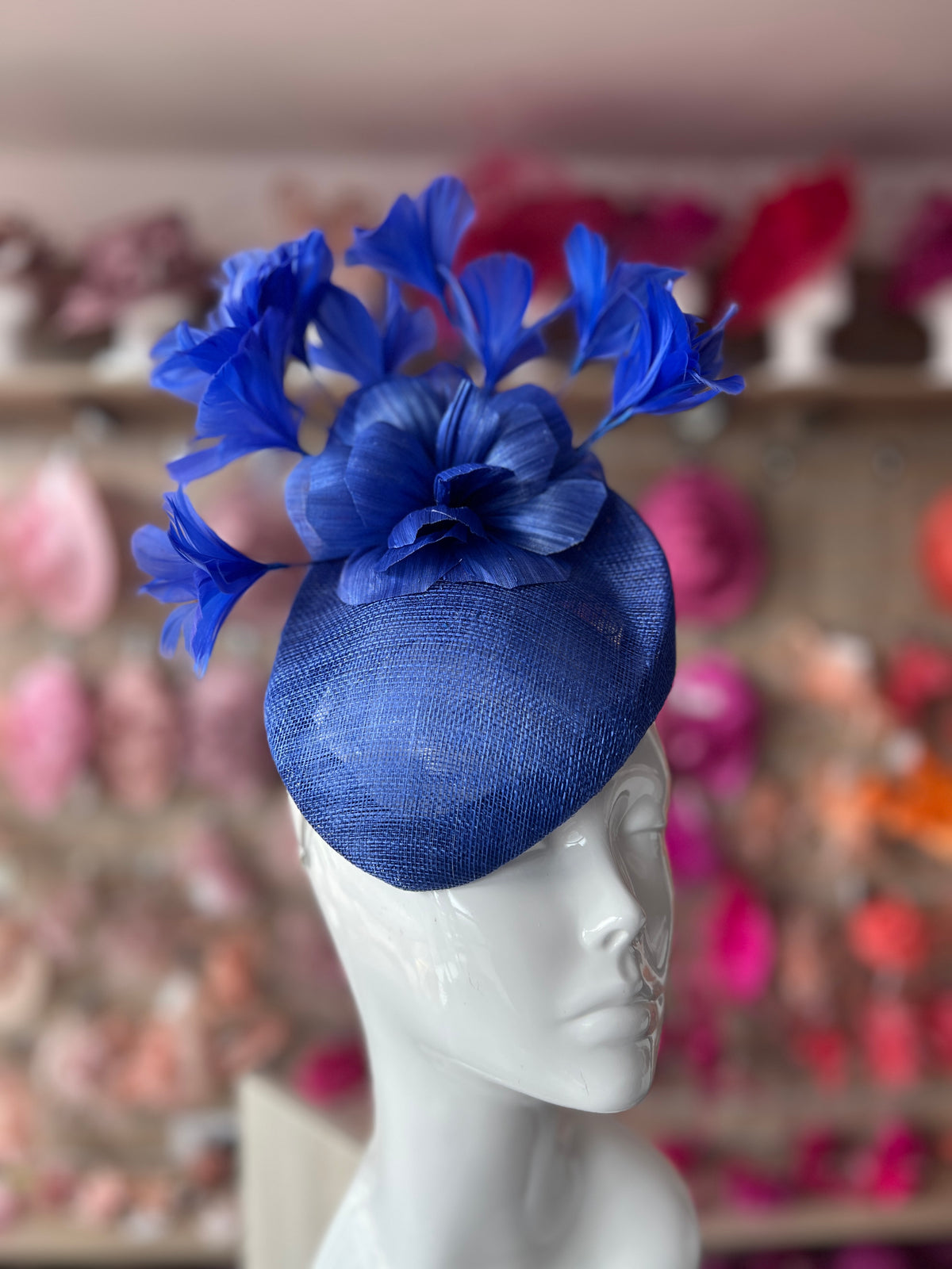 Contoured Sapphire Pillbox Fascinator Hat-Fascinators Direct