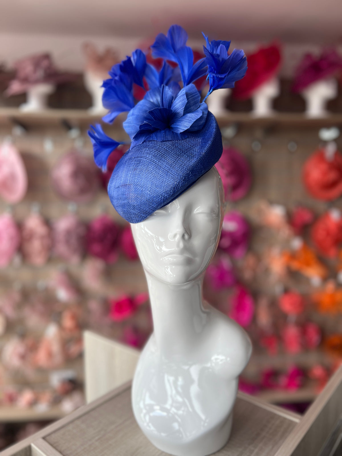 Contoured Sapphire Pillbox Fascinator Hat-Fascinators Direct