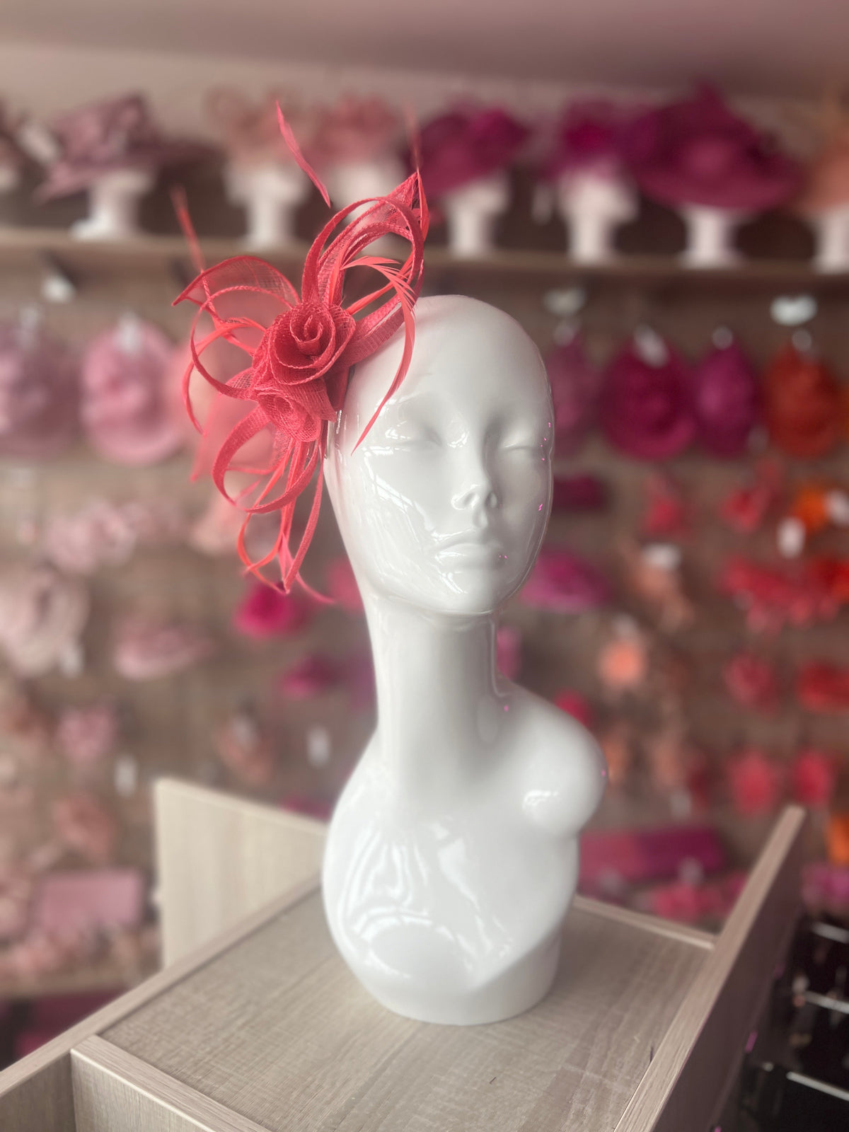 Coral Flower Fascinator Headband-Fascinators Direct