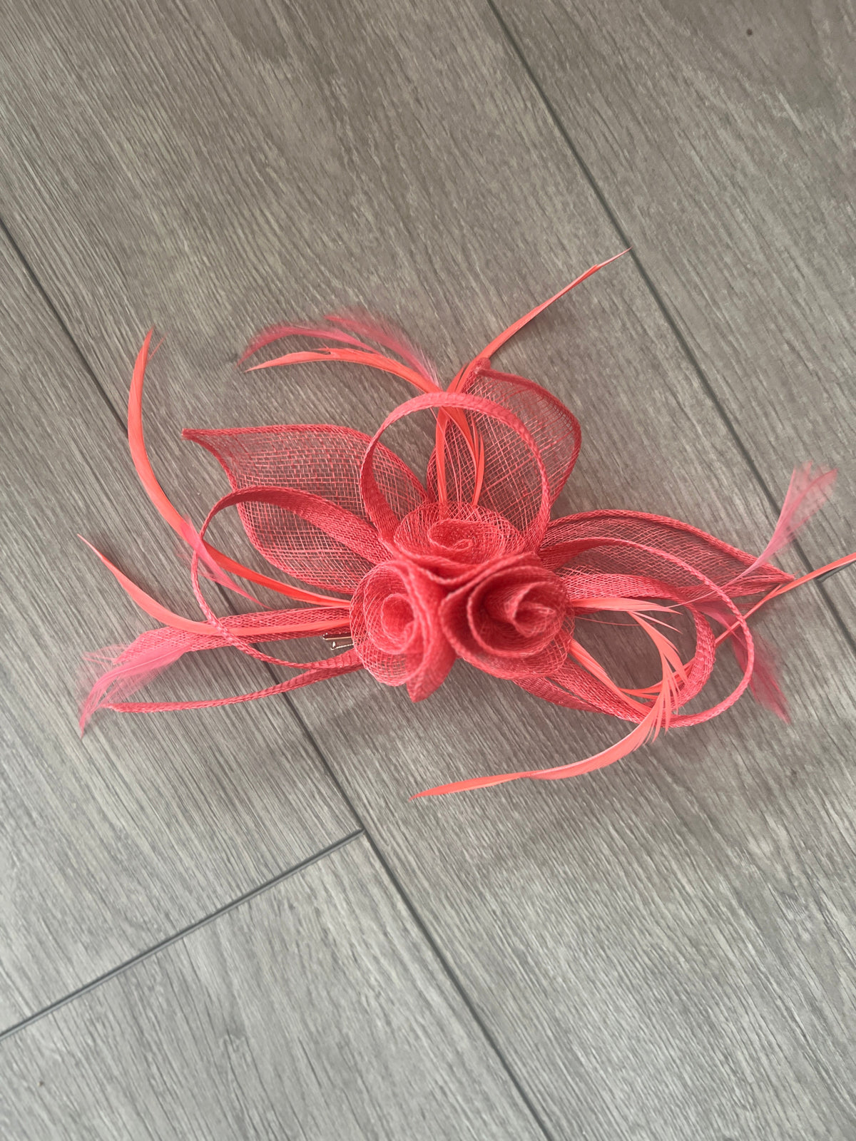 Coral Flower Fascinator Headband-Fascinators Direct