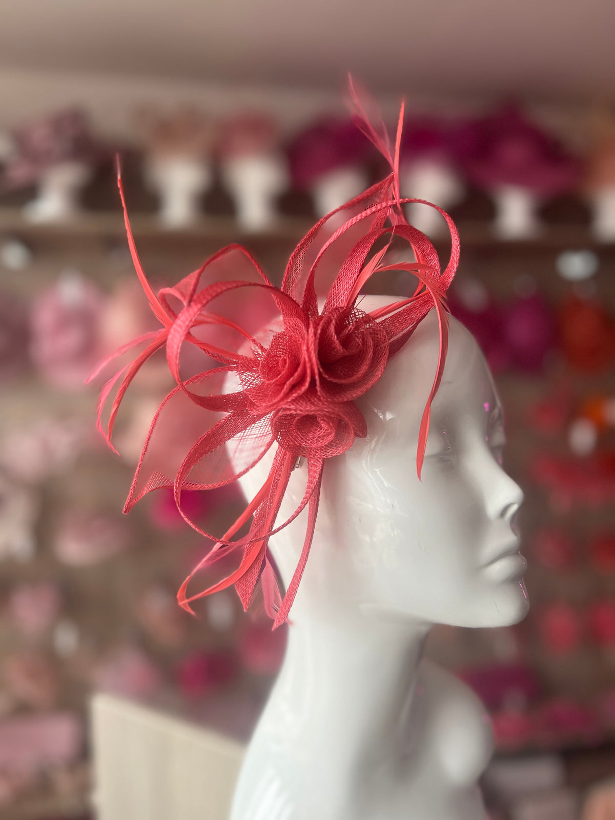Coral Flower Fascinator Headband-Fascinators Direct