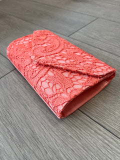 Coral Clutch Bag Dora Coral Leather Envelope Clutch| Handbags Coral Envelope Clutch *NEW* display picture 1
