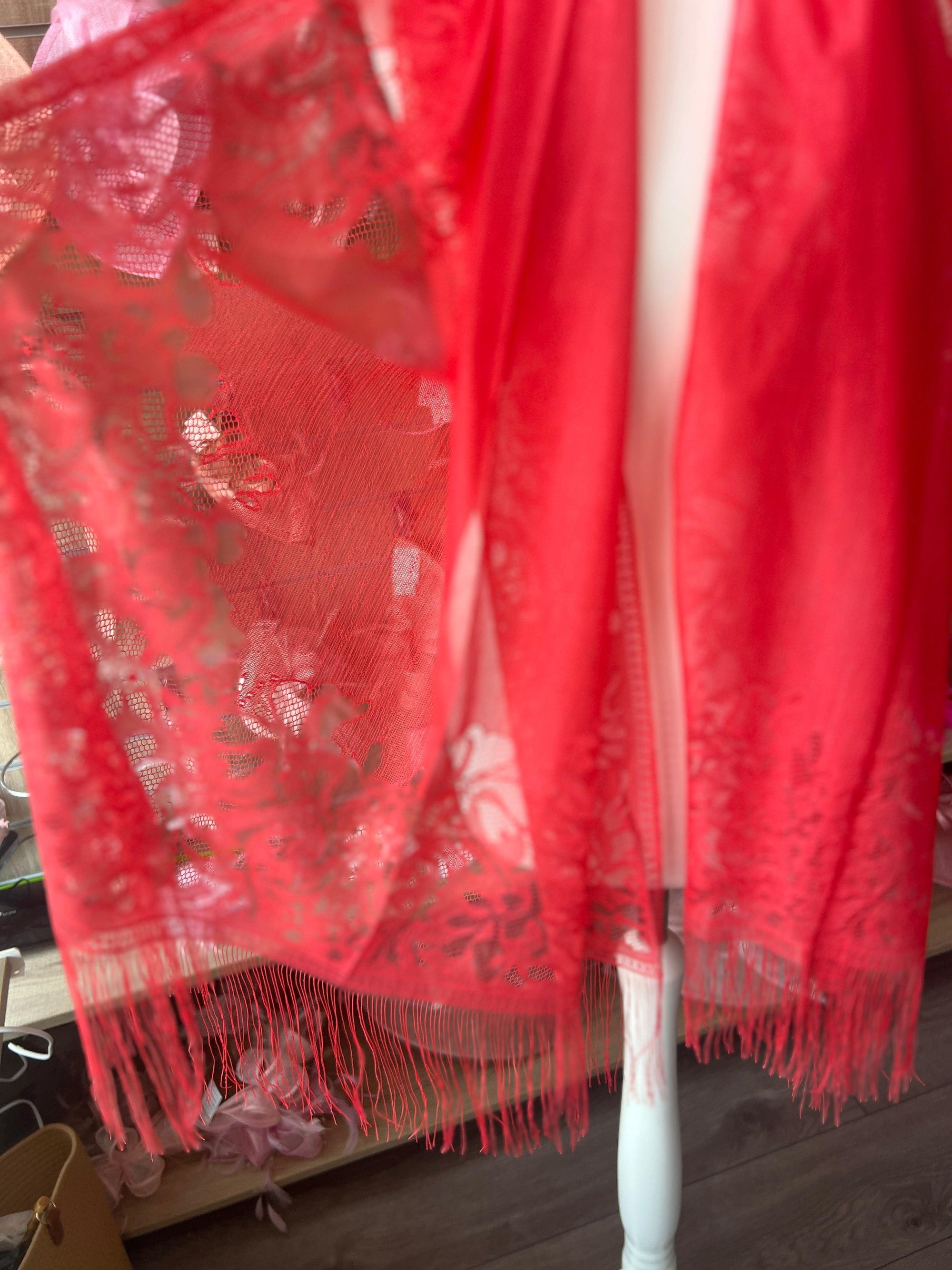 Coral Lace Shawl-Fascinators Direct