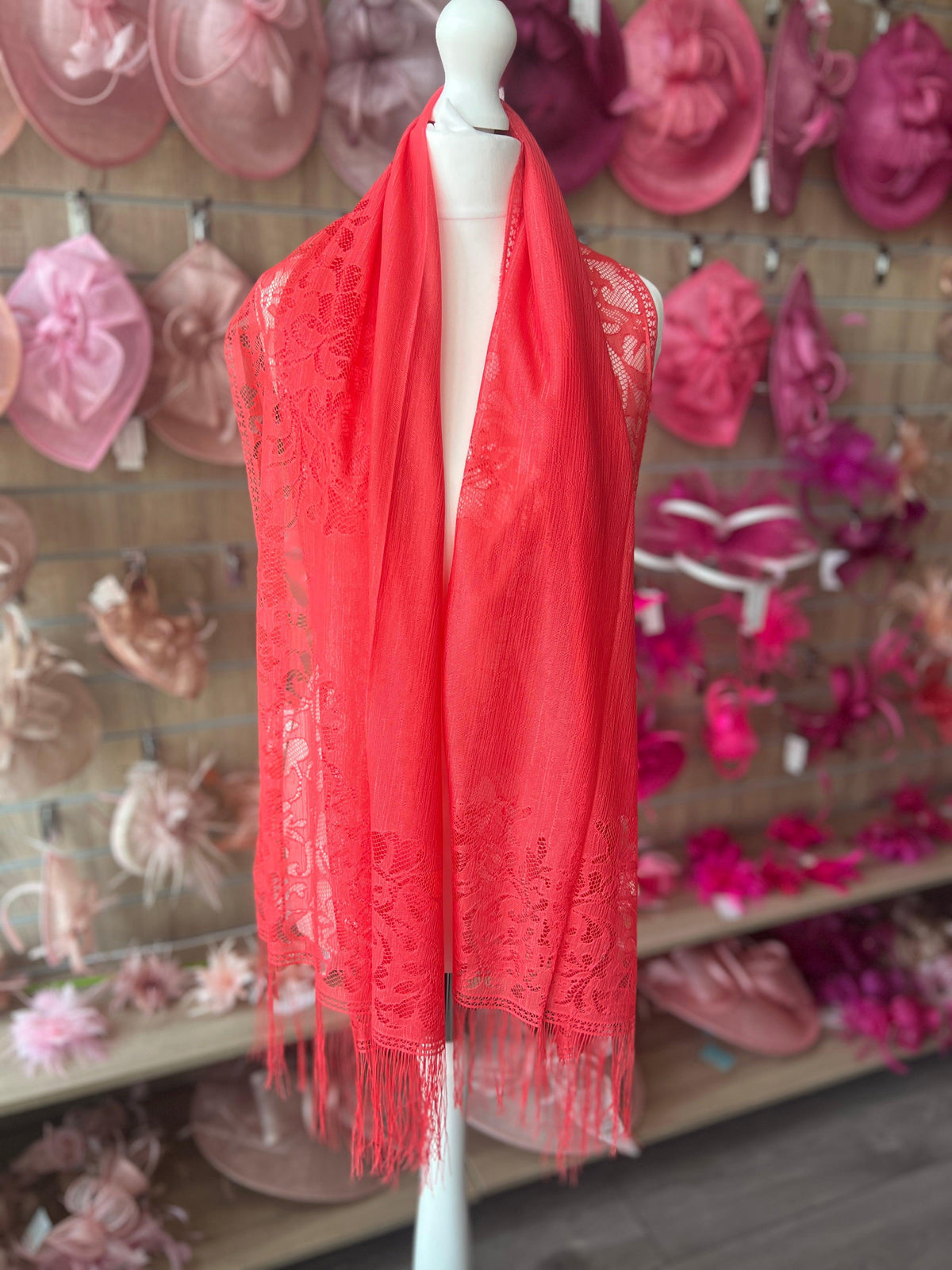 Coral Lace Shawl-Fascinators Direct