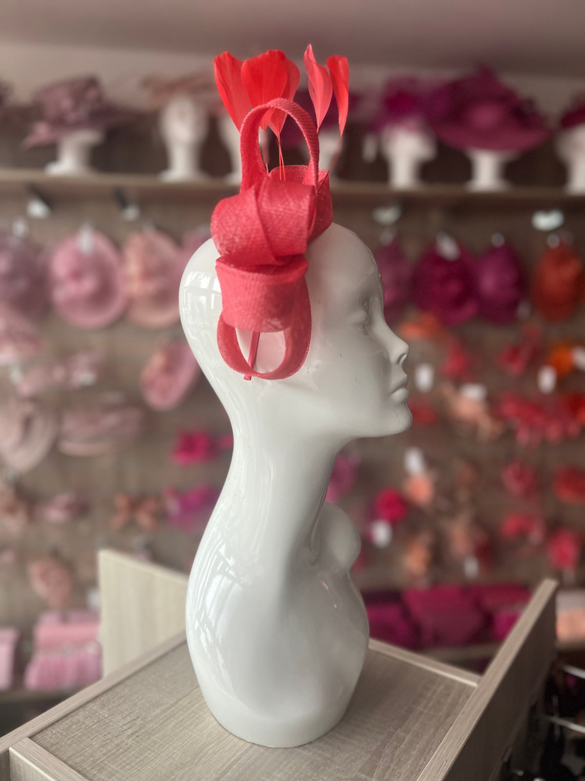 Coral Large Loop Feather Headband Fascinator-Fascinators Direct
