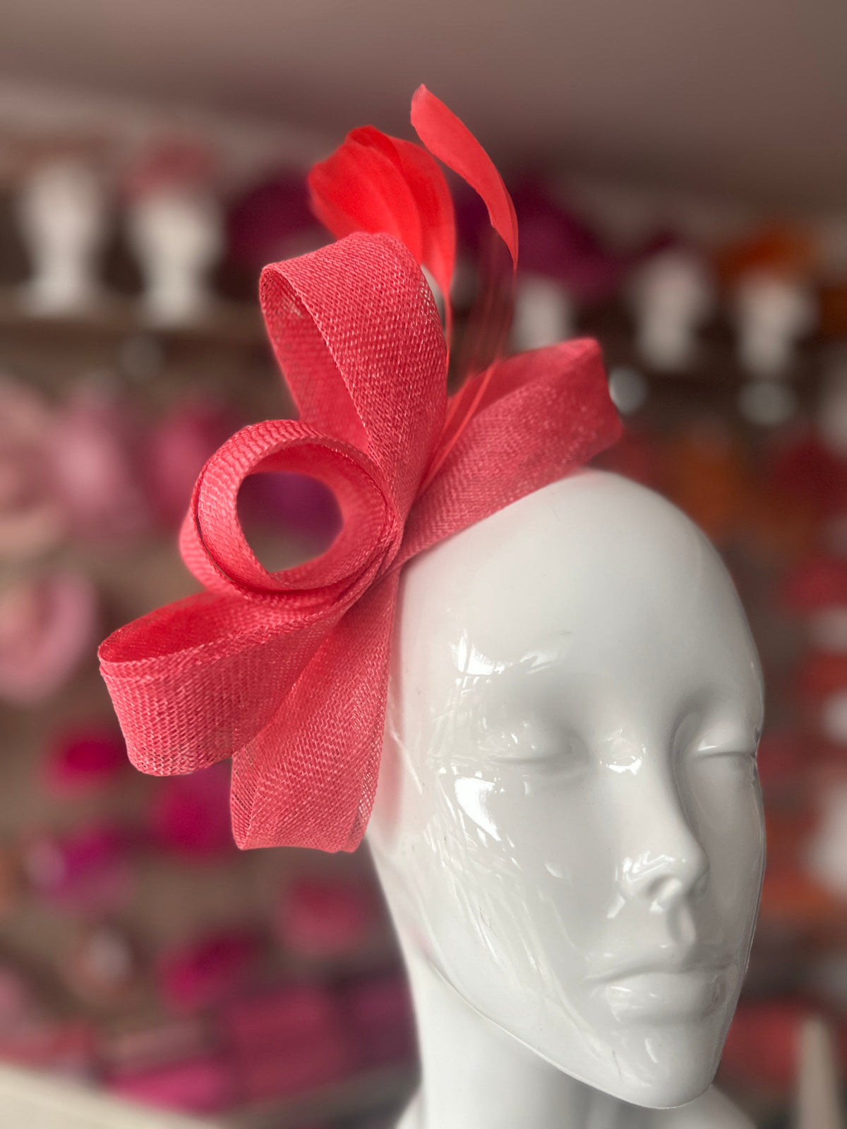 Coral Large Loop Feather Headband Fascinator-Fascinators Direct