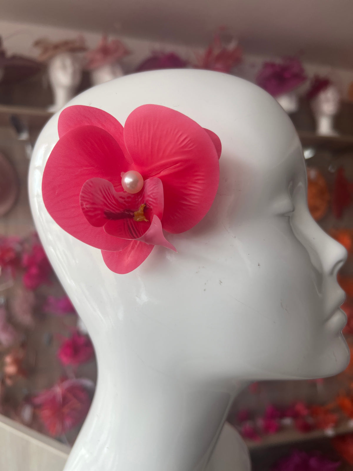 Coral Orchid Hair Clip-Fascinators Direct