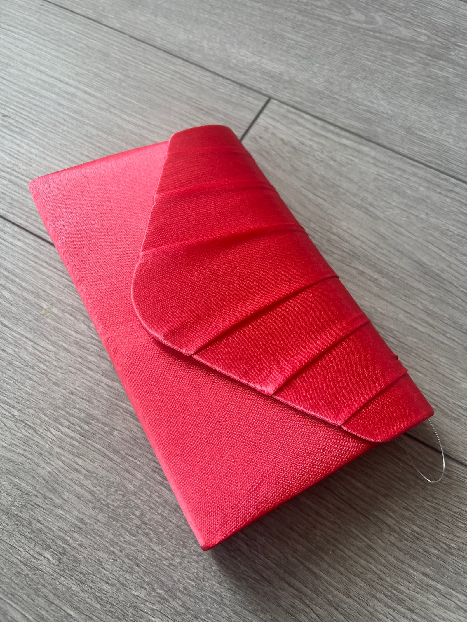 Coral Satin Envelope Clutch Bag-Fascinators Direct
