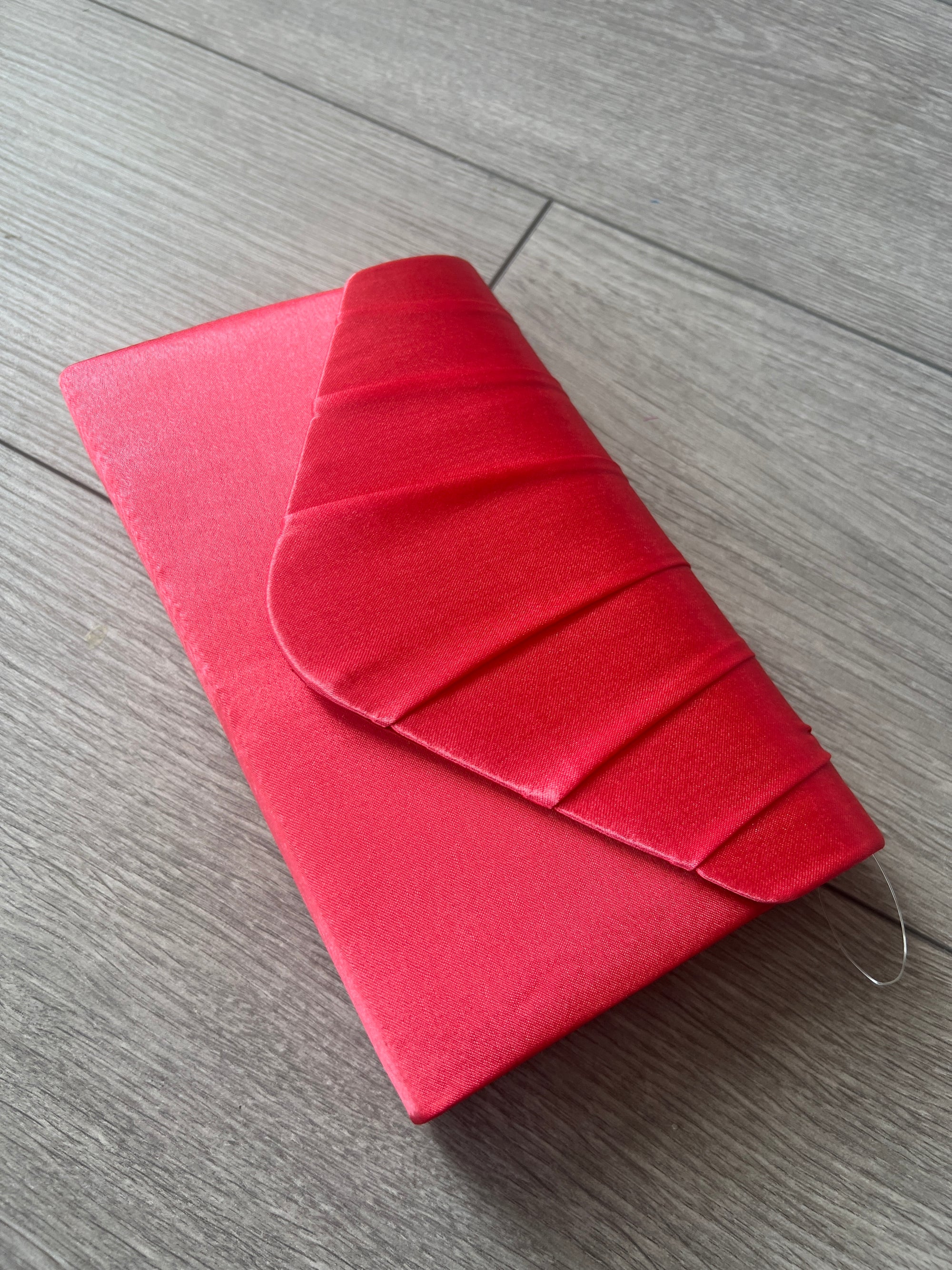 Coral Satin Envelope Clutch Bag-Fascinators Direct