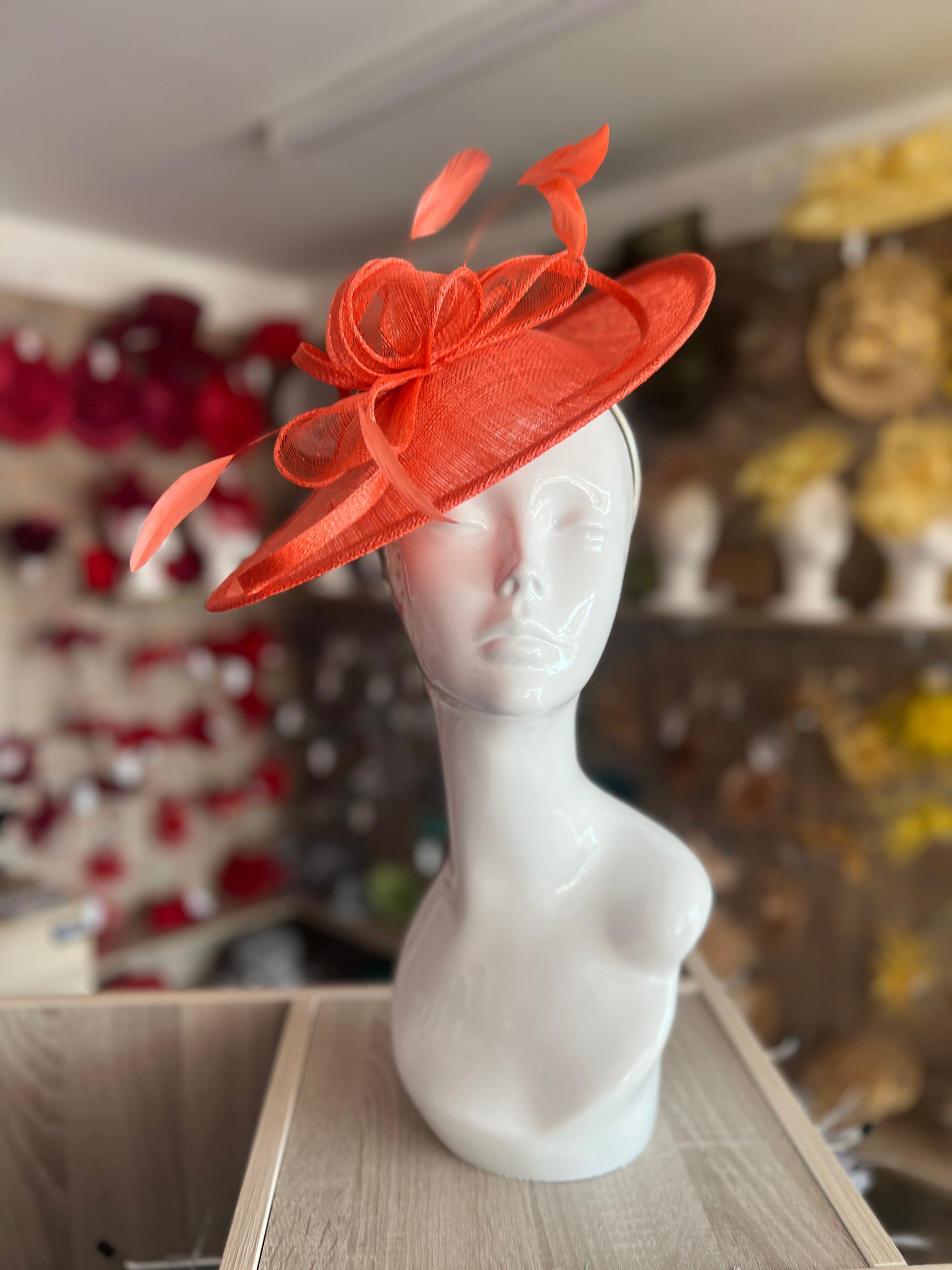 Coral Teardrop Disc Fascinator-Fascinators Direct