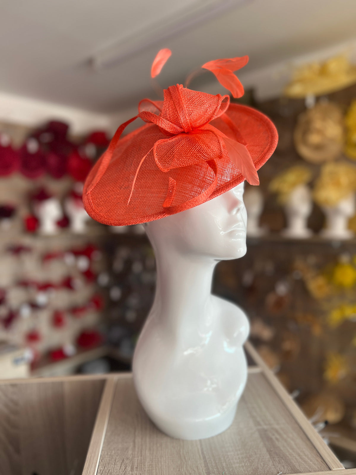 Coral Teardrop Disc Fascinator-Fascinators Direct