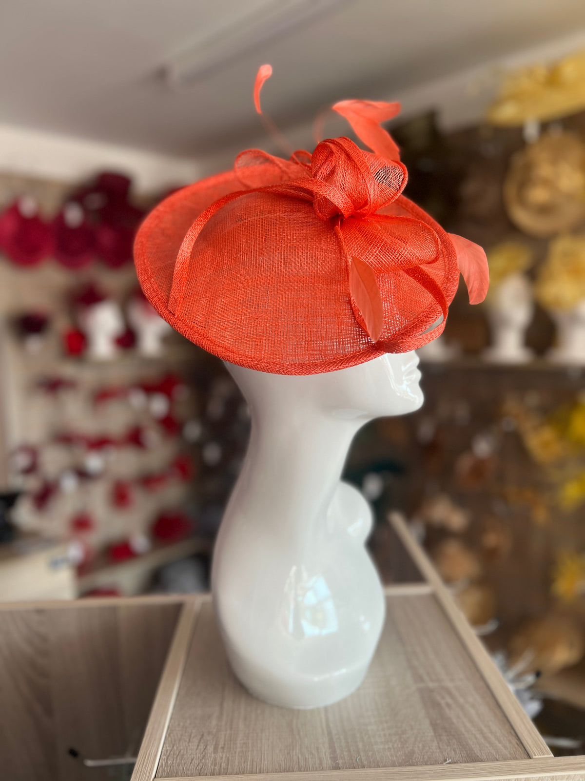 Coral Teardrop Disc Fascinator-Fascinators Direct