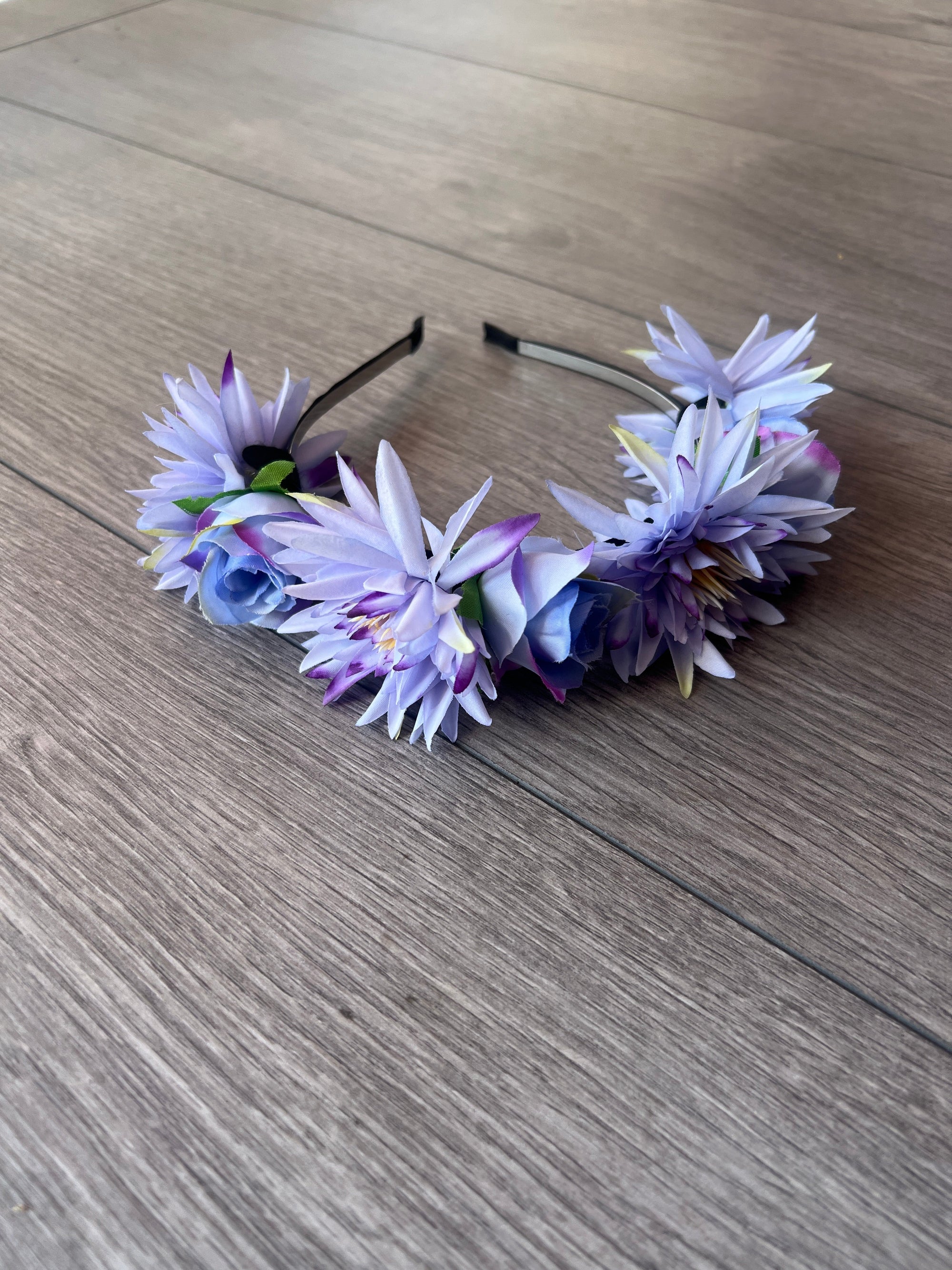 Cornflower Blue Dahlia & Rose Flower Headband-Fascinators Direct