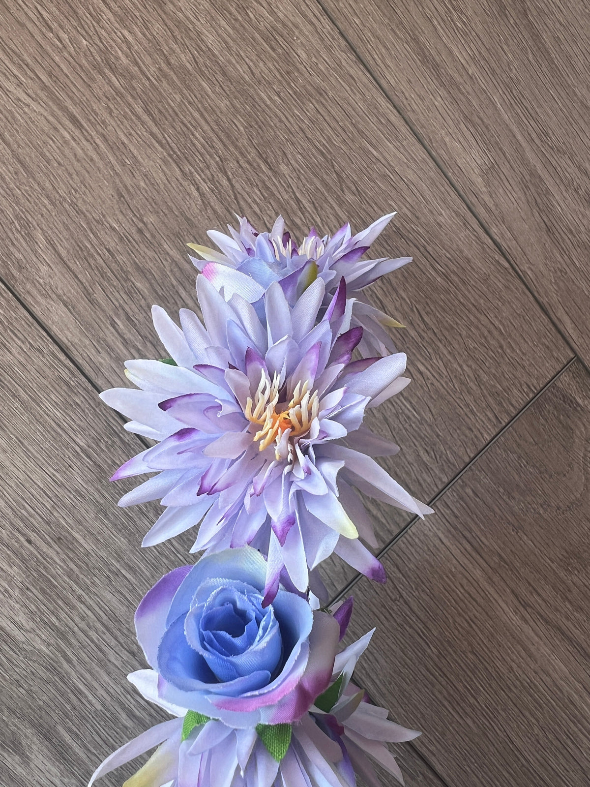 Cornflower Blue Dahlia &amp; Rose Flower Headband-Fascinators Direct