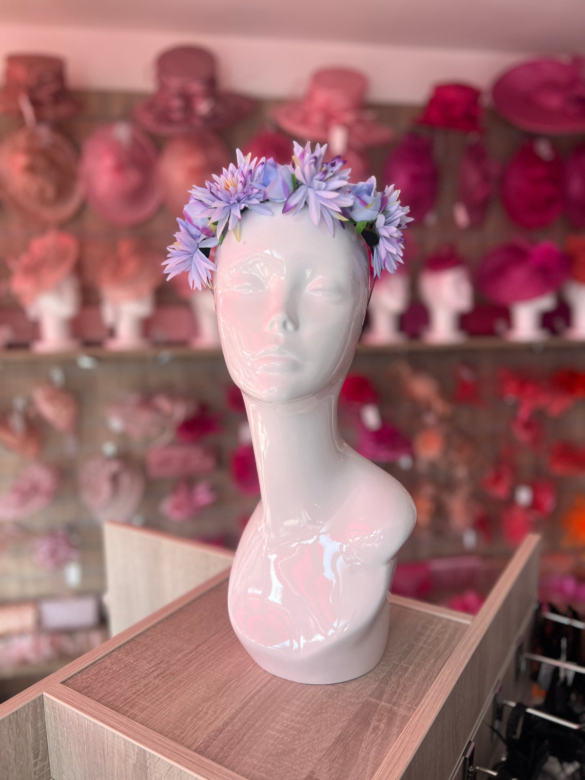 Cornflower Blue Dahlia &amp; Rose Flower Headband-Fascinators Direct