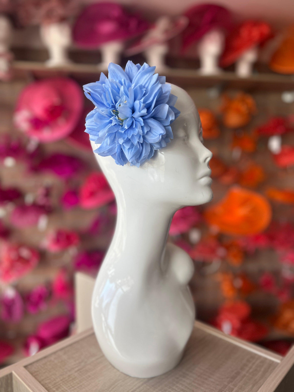Cornflower Blue Hair Flower Fascinator With Clip-Fascinators Direct