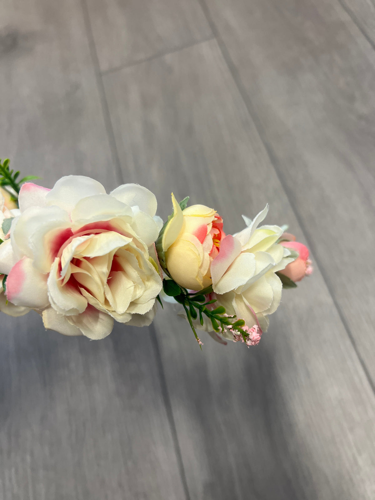 Cream And Pink Roses And Peonies Flower Headband-Fascinators Direct