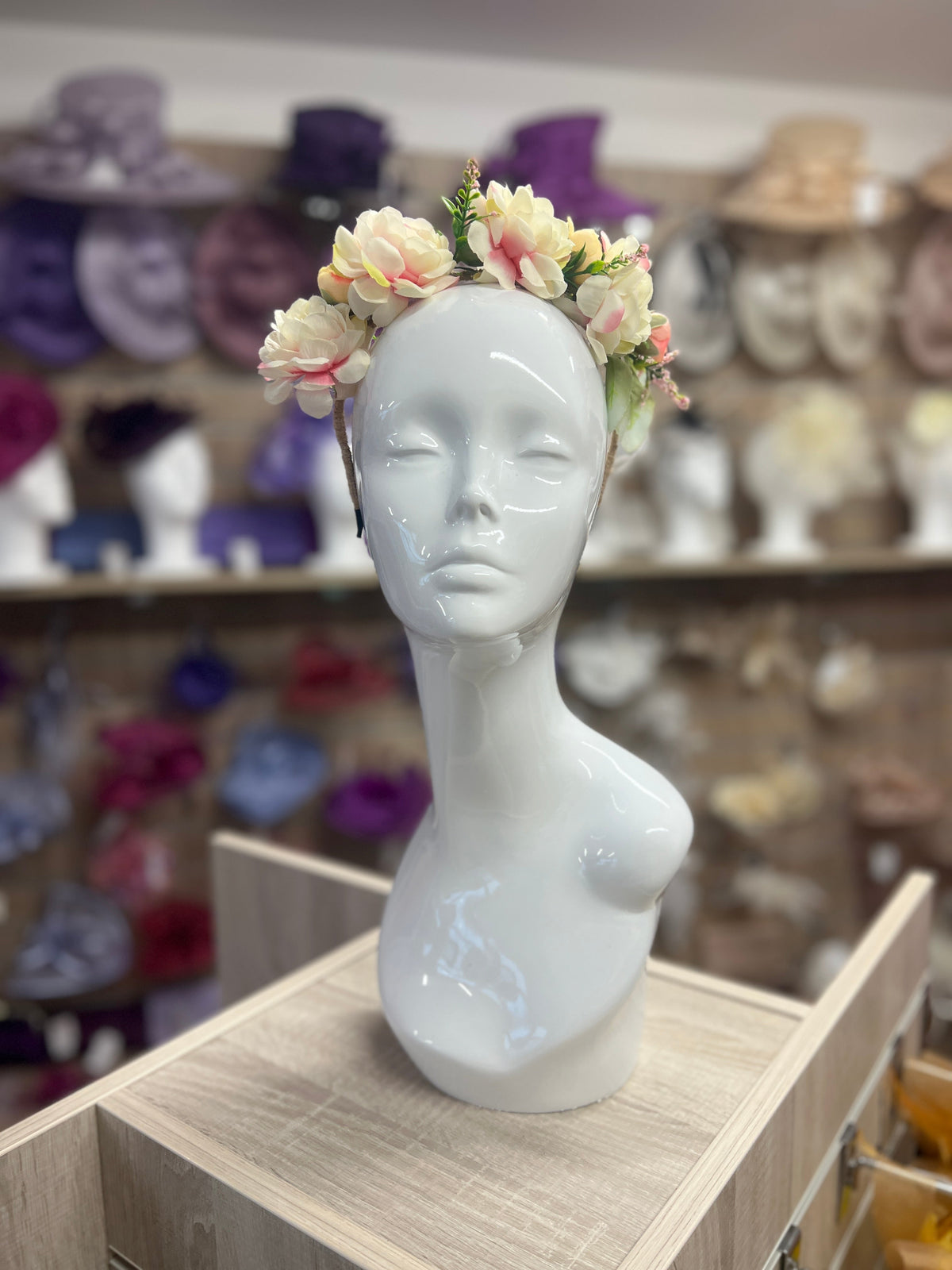 Cream And Pink Roses And Peonies Flower Headband-Fascinators Direct