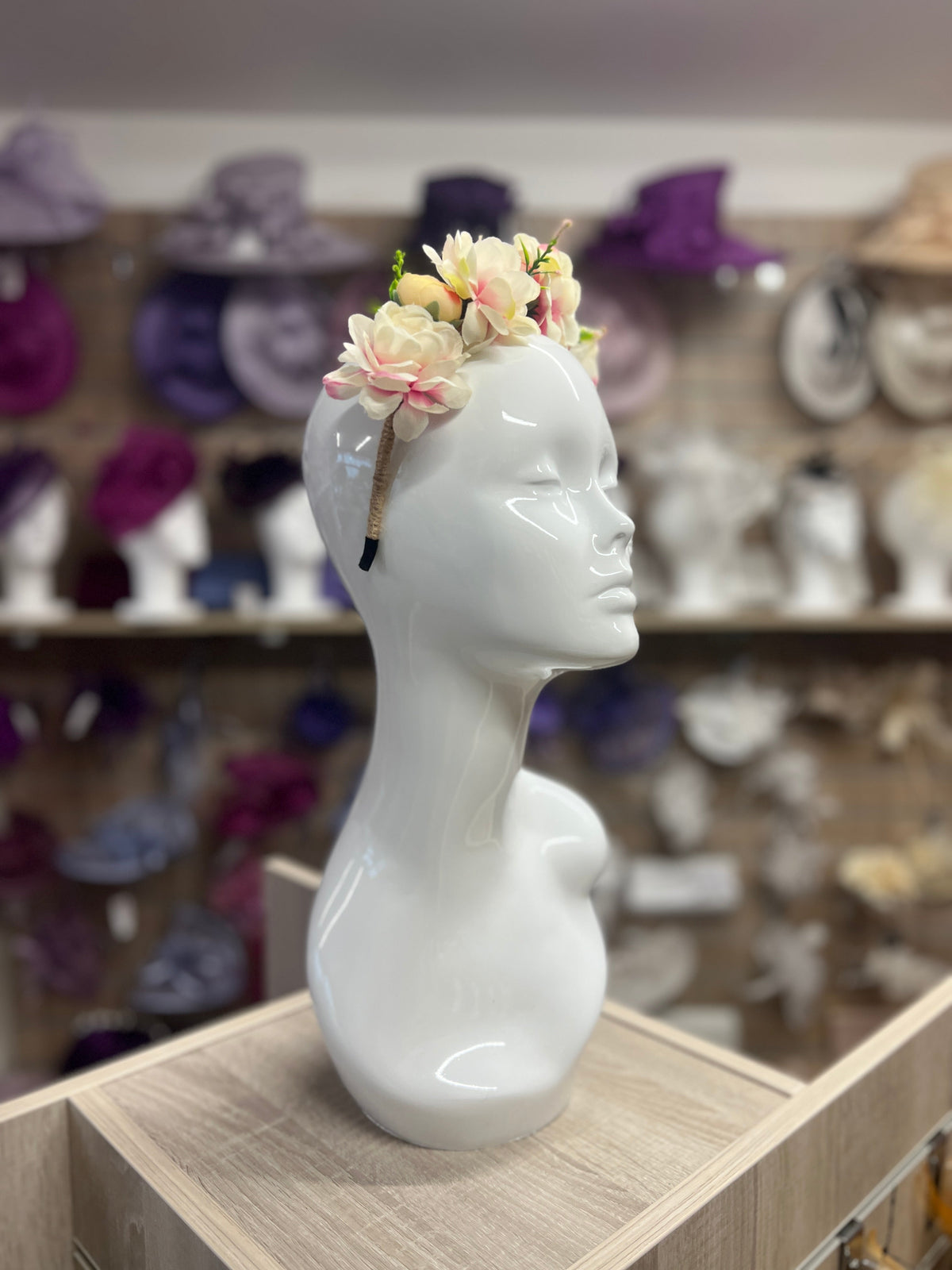 Cream And Pink Roses And Peonies Flower Headband-Fascinators Direct