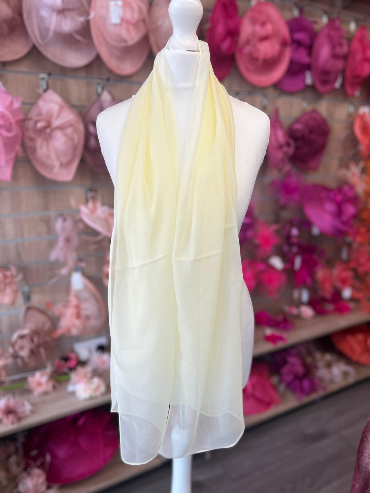 Cream Chiffon Scarf-Fascinators Direct
