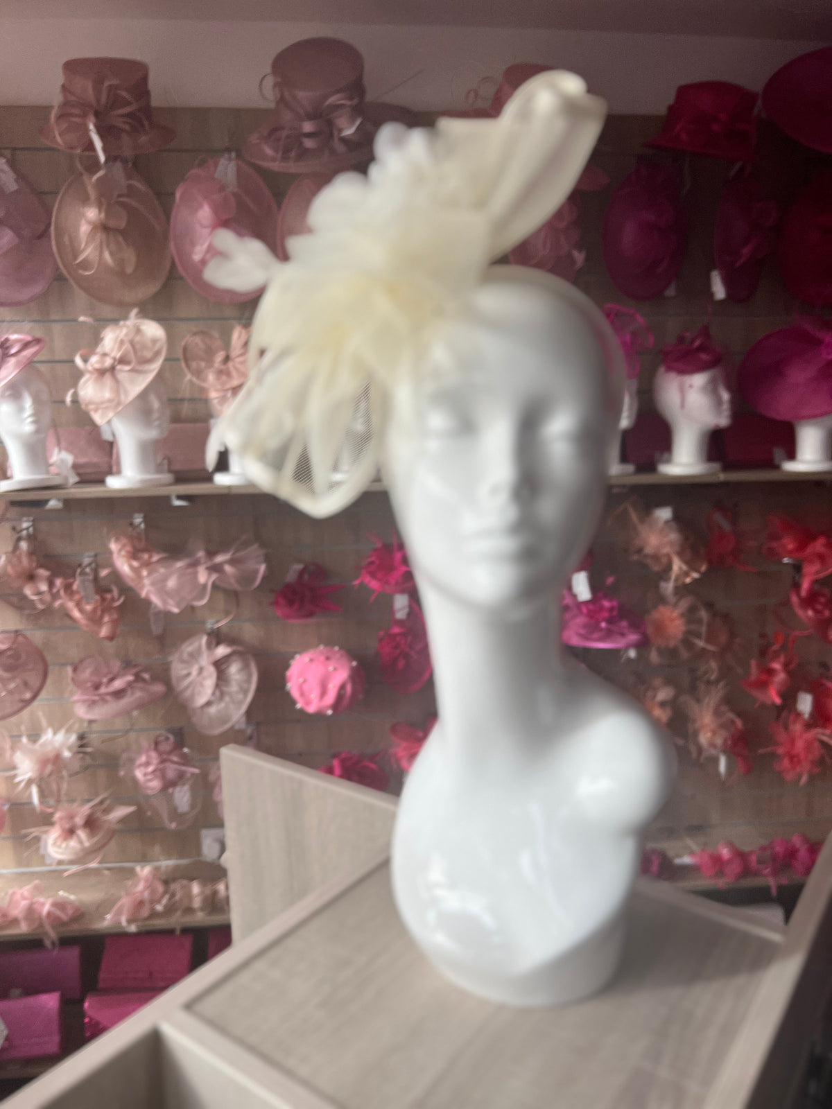 Cream Fascinator Fluted Crinoline &amp; Flower-Fascinators Direct