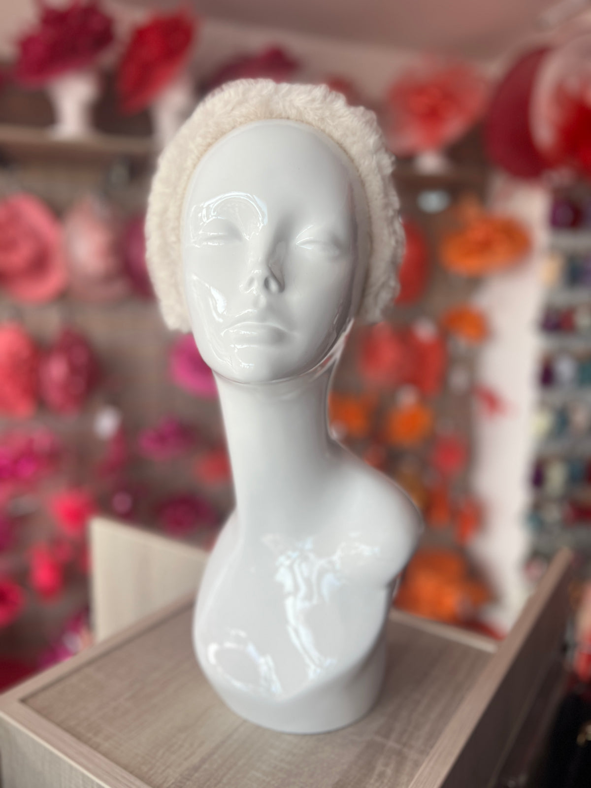 Cream Faux Fur Alice Band-Fascinators Direct