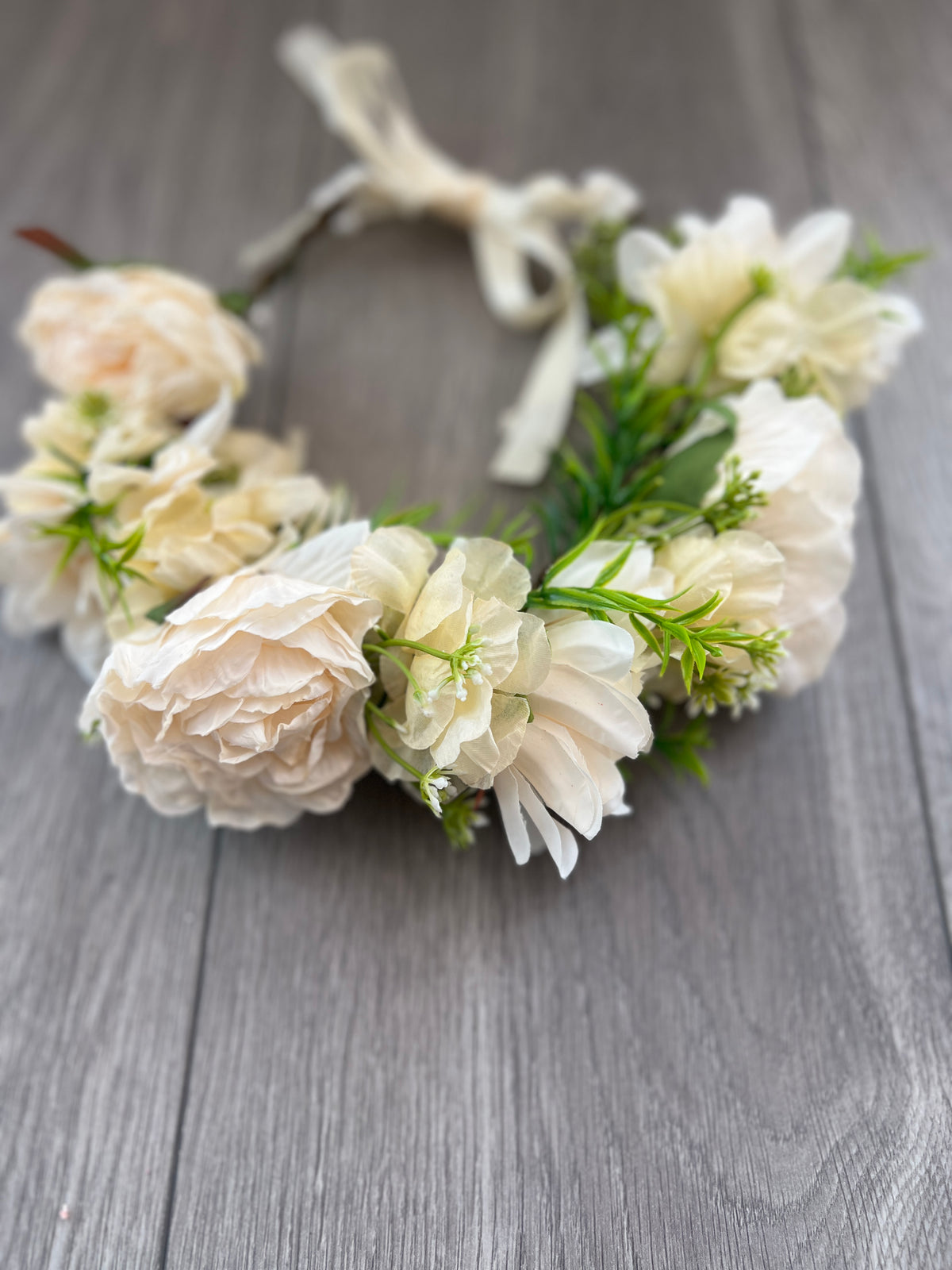 Cream &amp; Ivory Vintage Flower Crown Hair Garland-Fascinators Direct