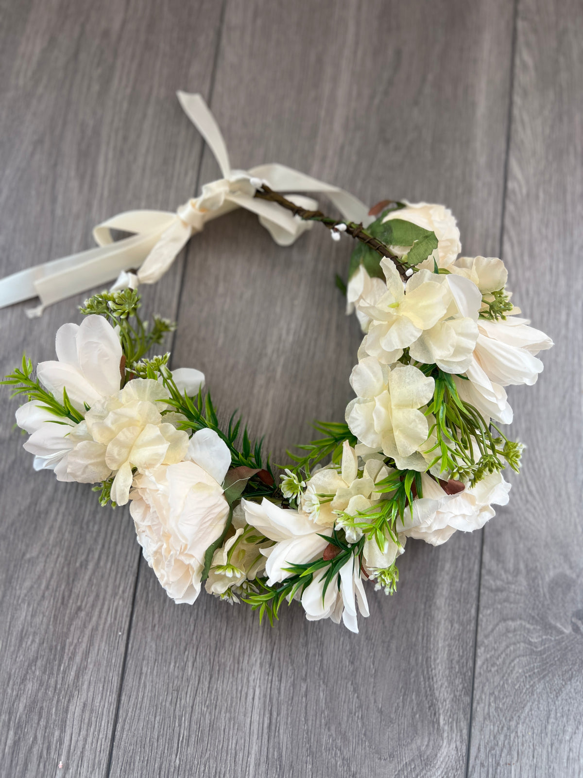 Cream &amp; Ivory Vintage Flower Crown Hair Garland-Fascinators Direct
