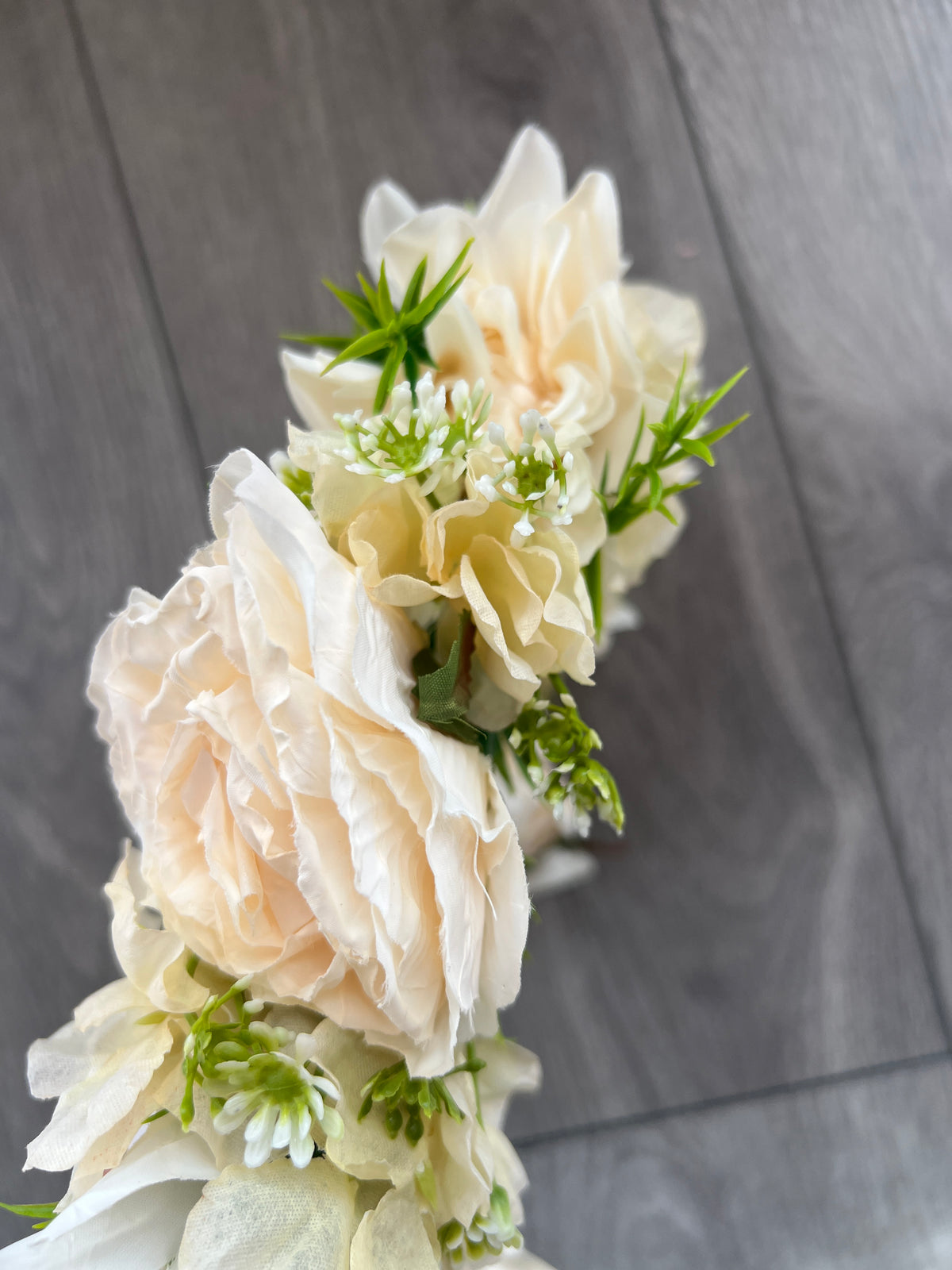 Cream &amp; Ivory Vintage Flower Crown Hair Garland-Fascinators Direct