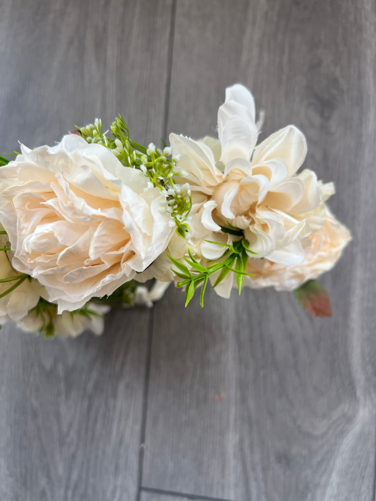 Cream &amp; Ivory Vintage Flower Crown Hair Garland-Fascinators Direct