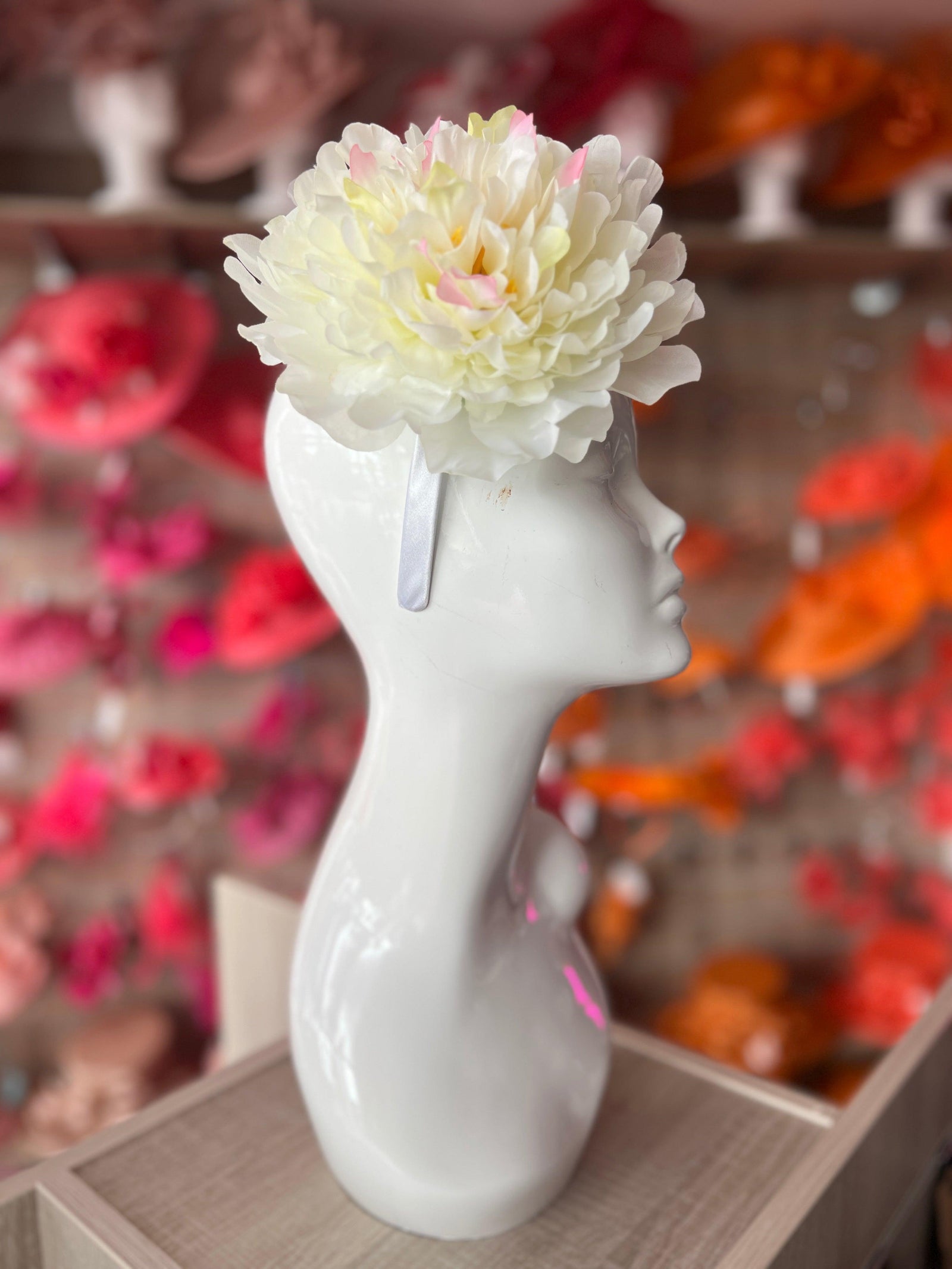 Cream Large Peony Flower Headband-Fascinators Direct