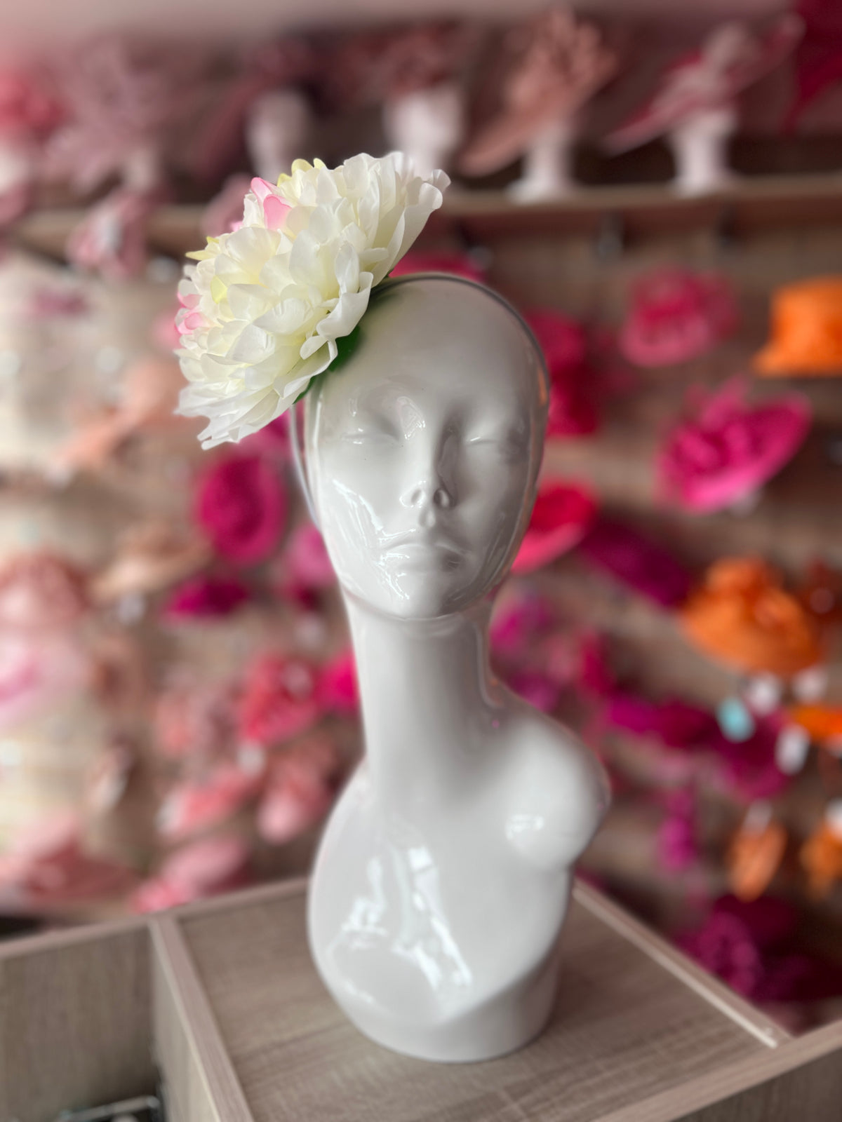 Cream Large Peony Flower Headband-Fascinators Direct