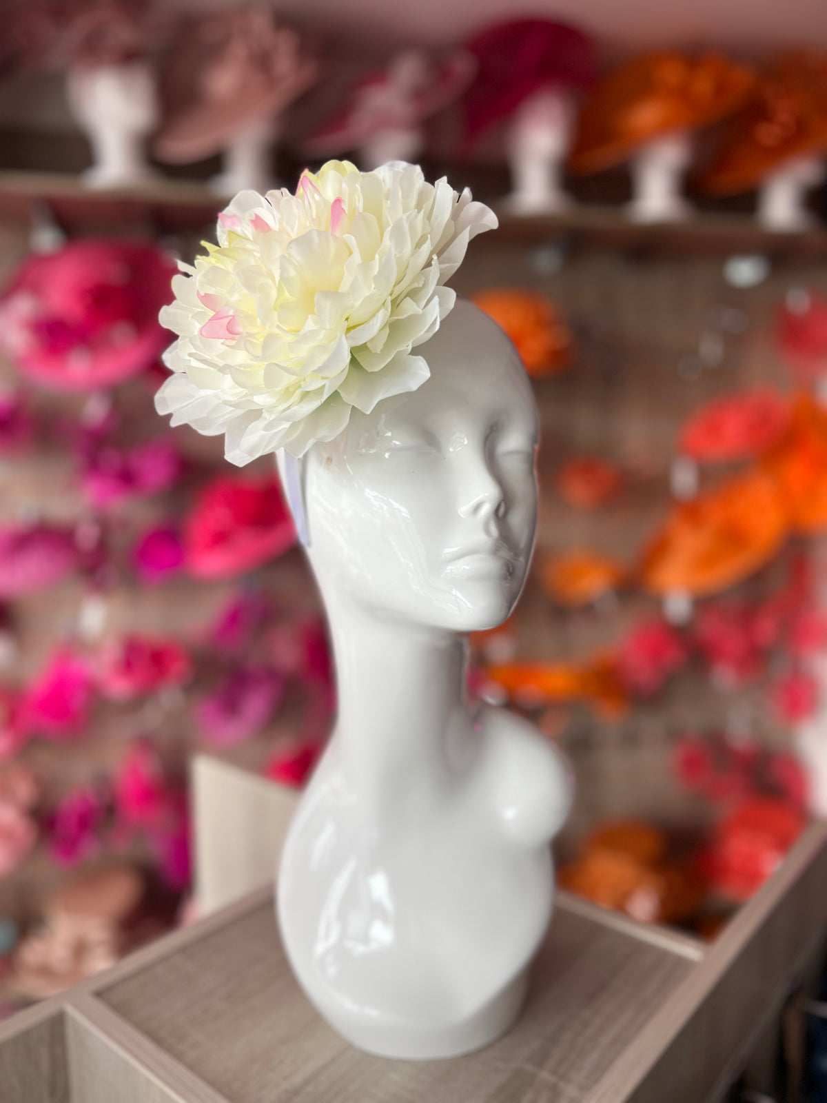 Cream Large Peony Flower Headband-Fascinators Direct