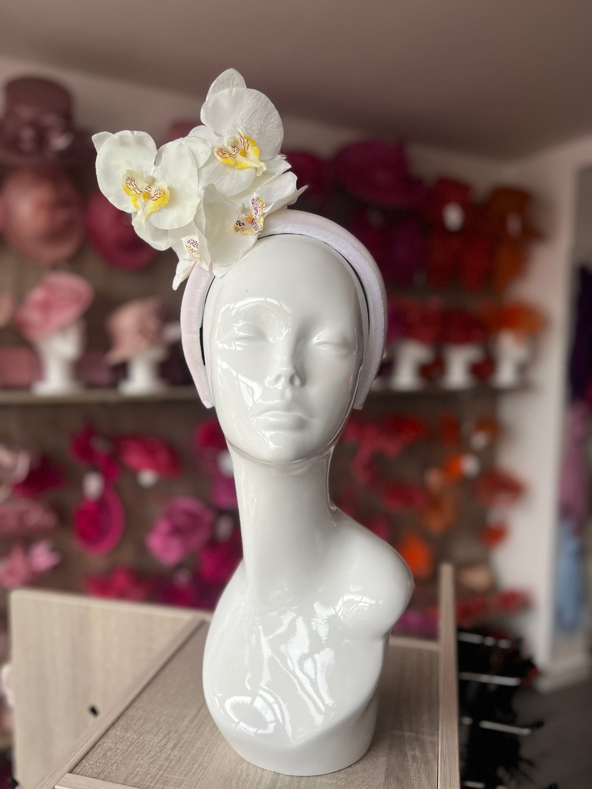 Cream Orchid Flower Chunky Headband Fascinator-Fascinators Direct