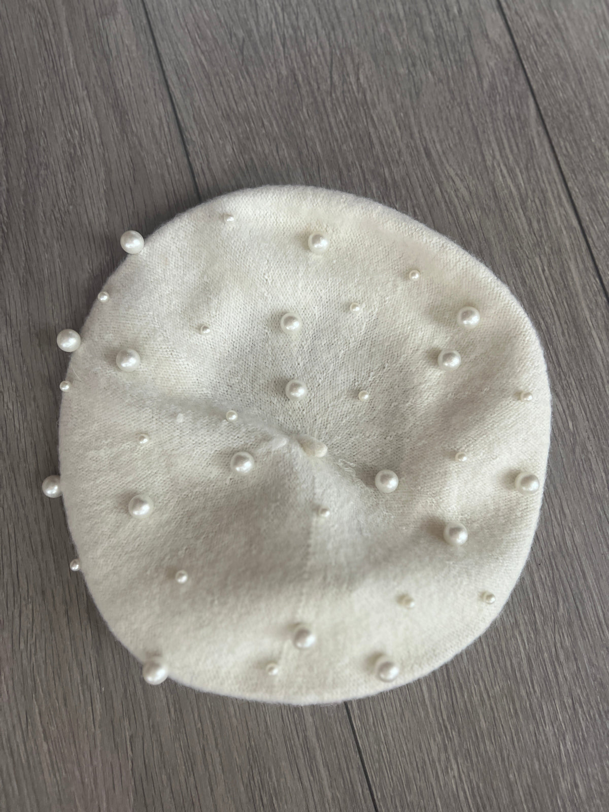 Cream Pearl Embellished Beret Hat-Fascinators Direct