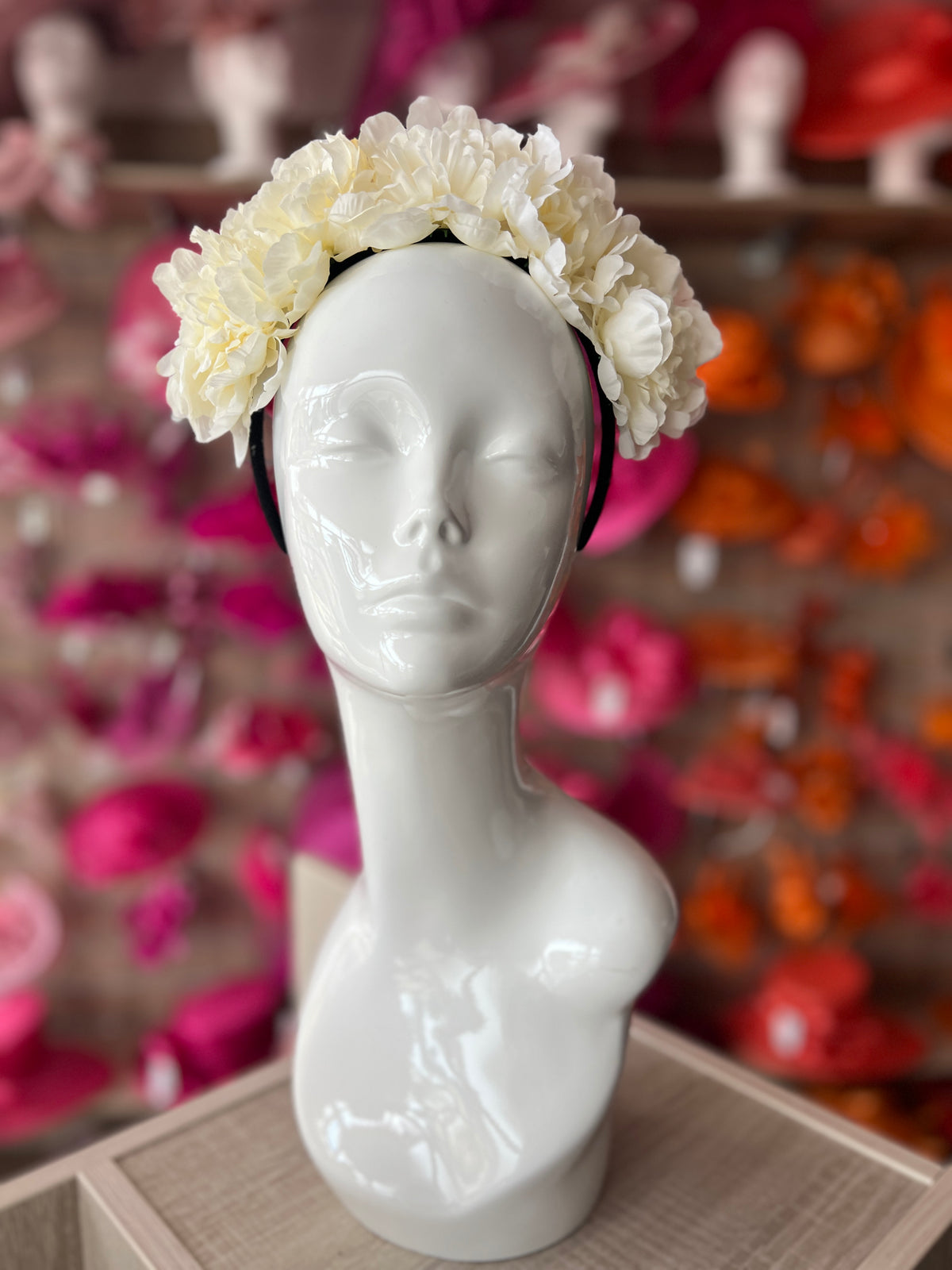 Cream Peony flower Crown Headband-Fascinators Direct