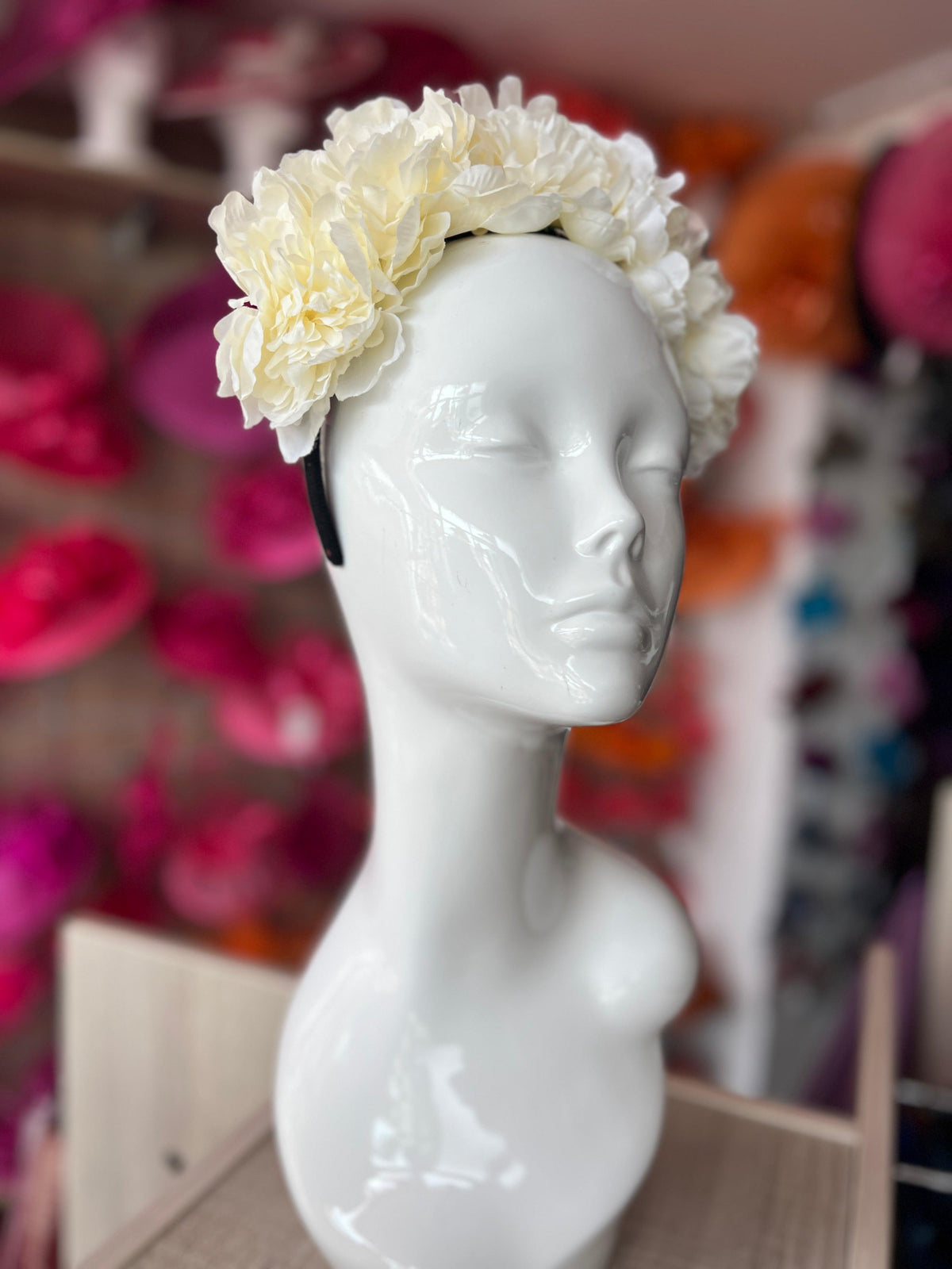 Cream Peony flower Crown Headband-Fascinators Direct