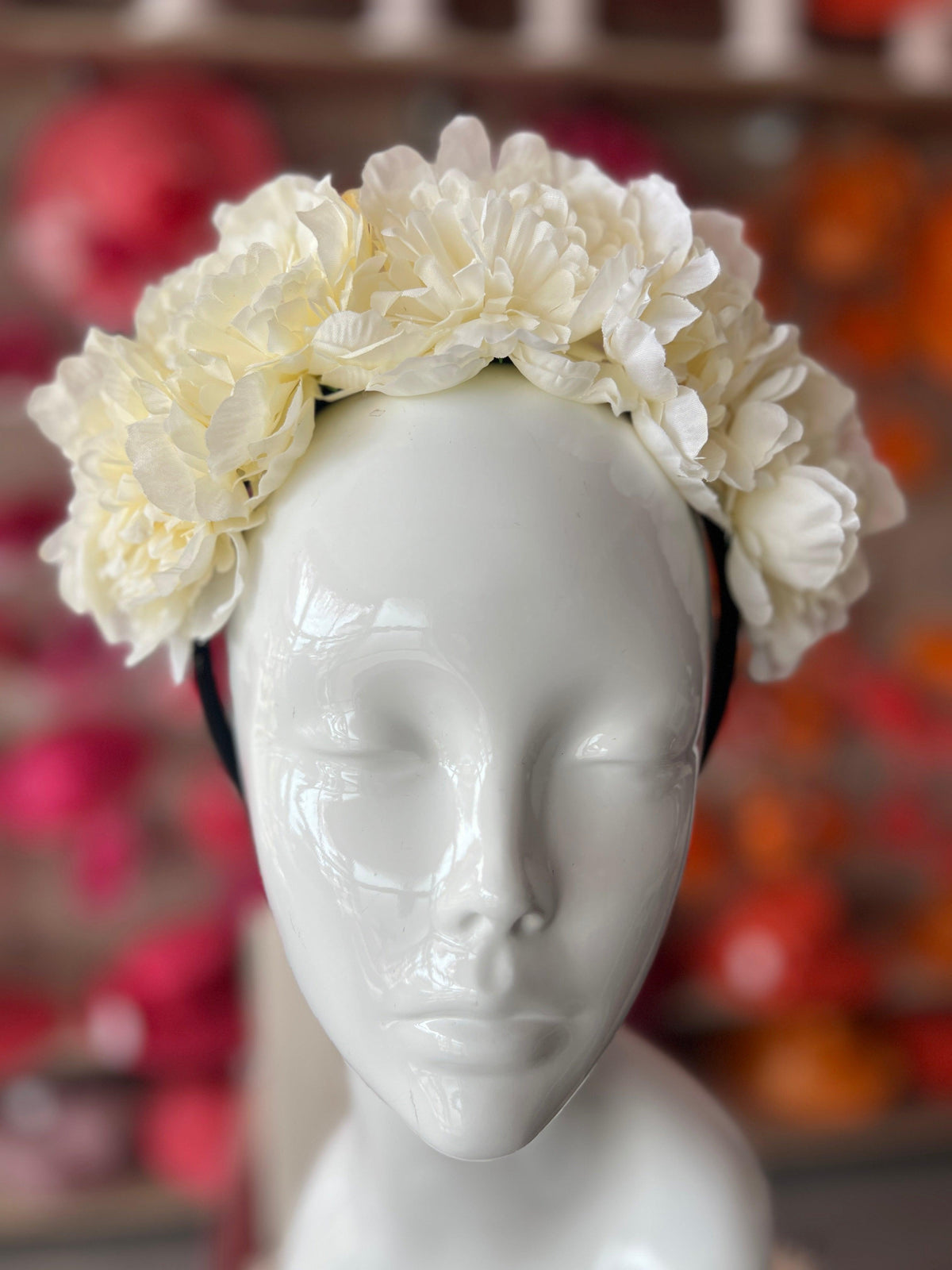 Cream Peony flower Crown Headband-Fascinators Direct