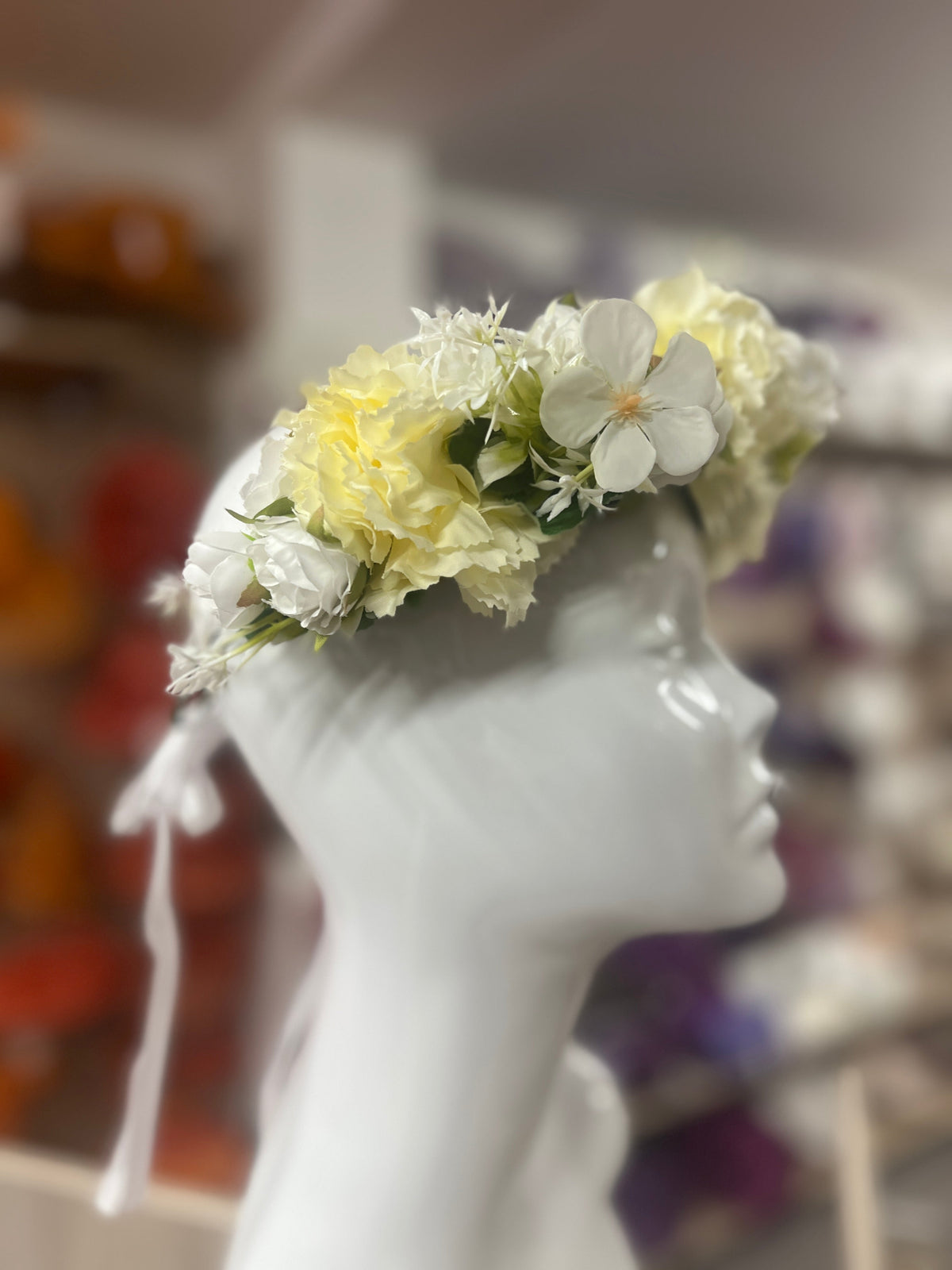 Cream &amp; White Vintage Flower Crown Hair Garland-Fascinators Direct