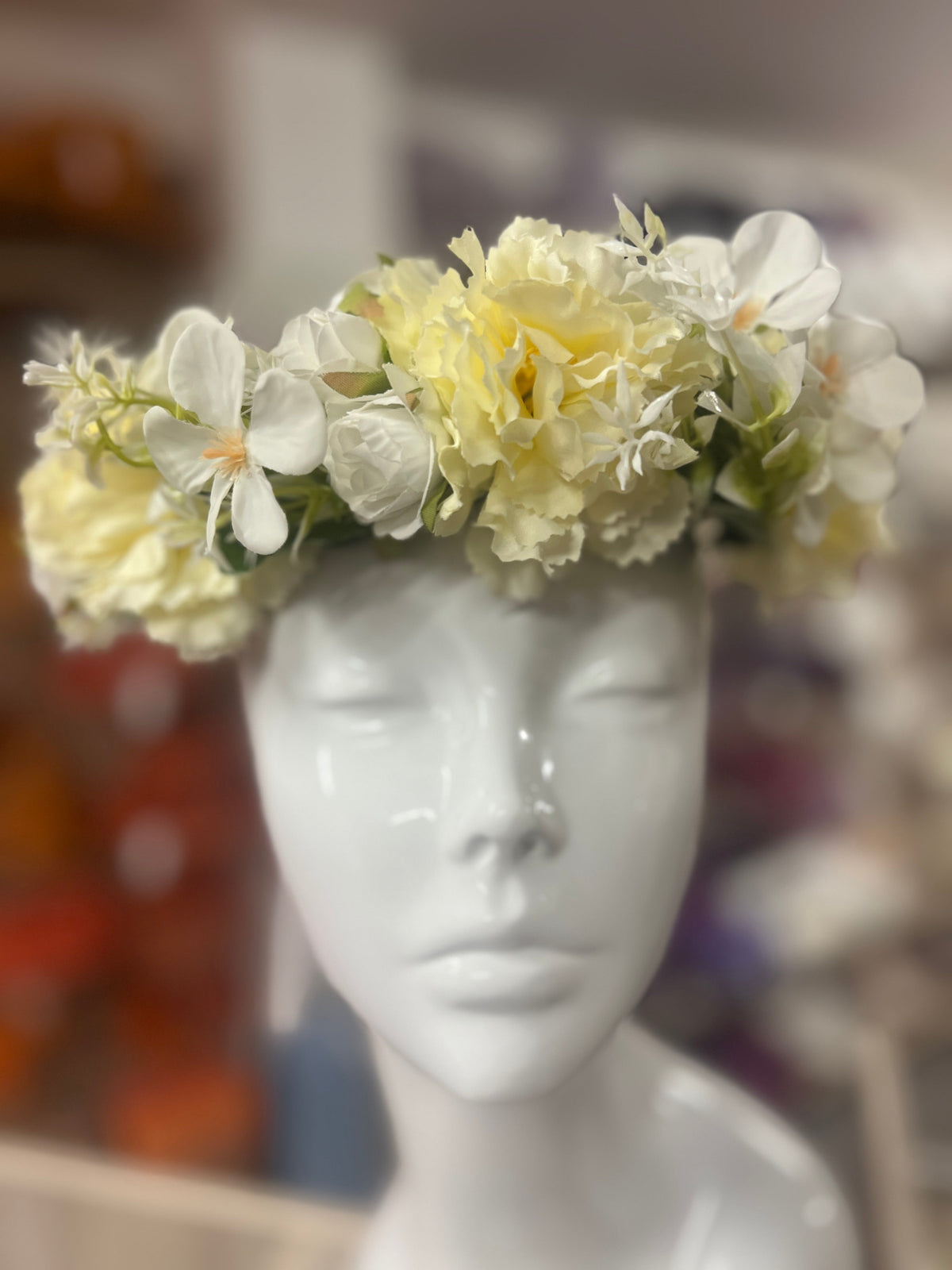 Cream &amp; White Vintage Flower Crown Hair Garland-Fascinators Direct