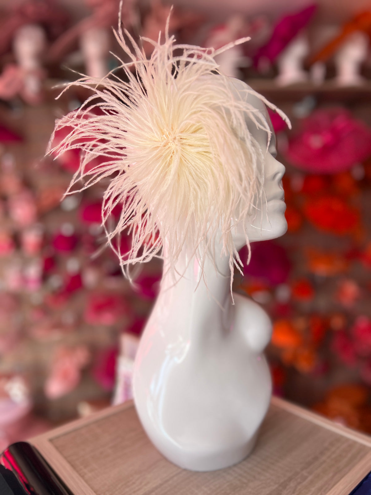 Cream Wispy Feather Fascinator Hair Clip-Fascinators Direct
