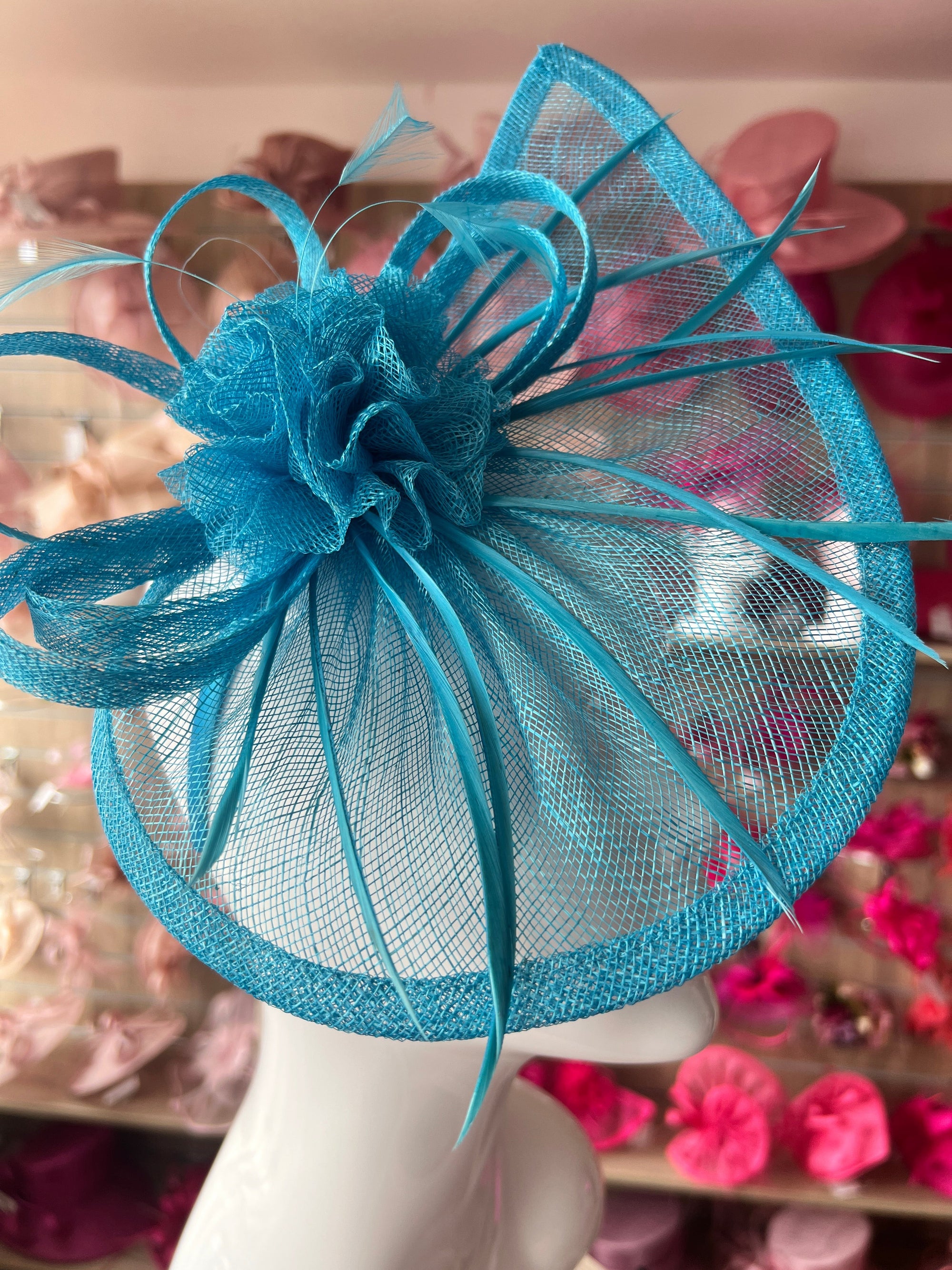 Crescent Design Half Disc Aqua Fascinator-Fascinators Direct