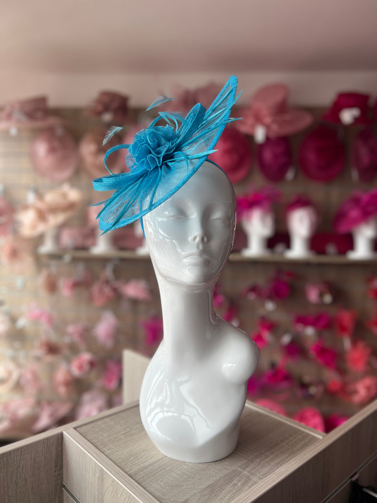 Crescent Design Half Disc Aqua Fascinator-Fascinators Direct