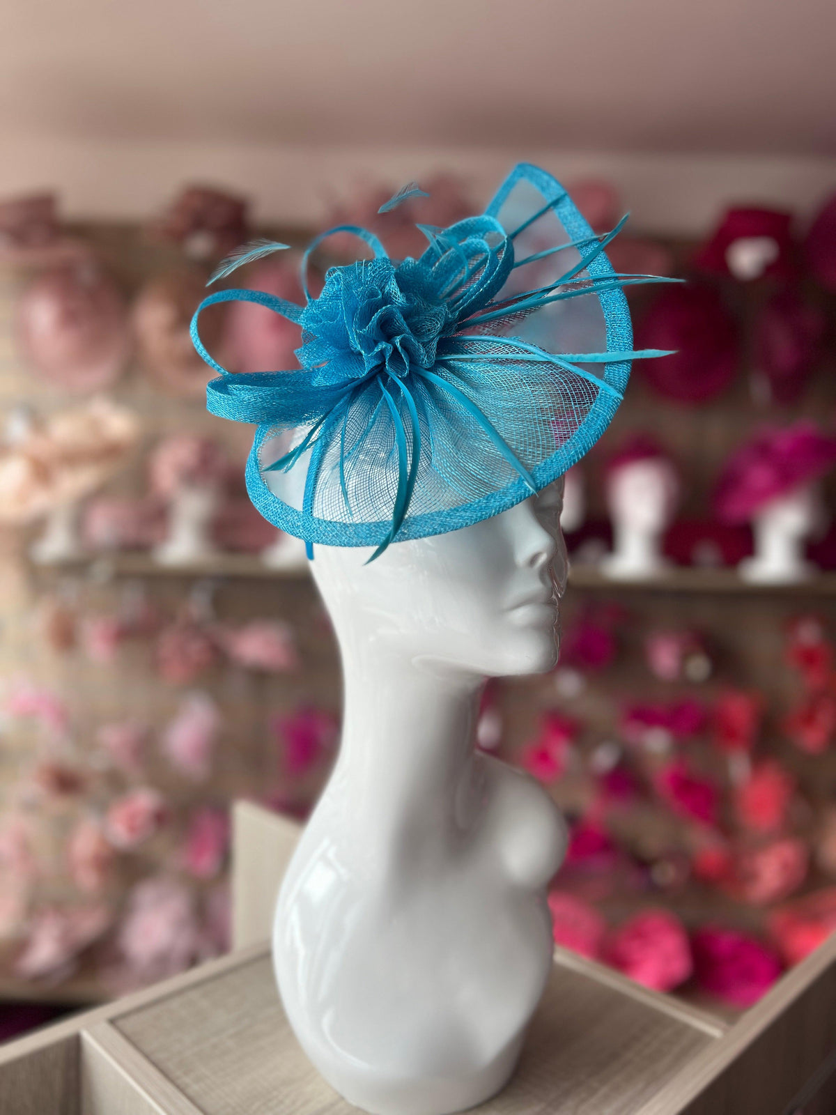 Crescent Design Half Disc Aqua Fascinator-Fascinators Direct