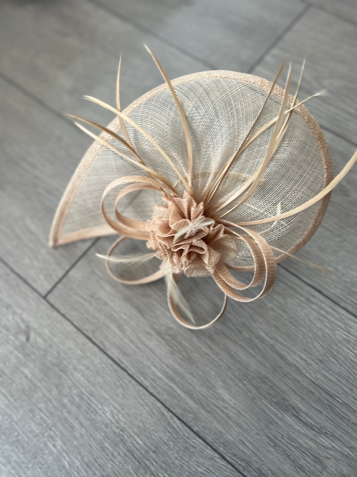 Crescent Design Half Disc Beige Fascinator-Fascinators Direct