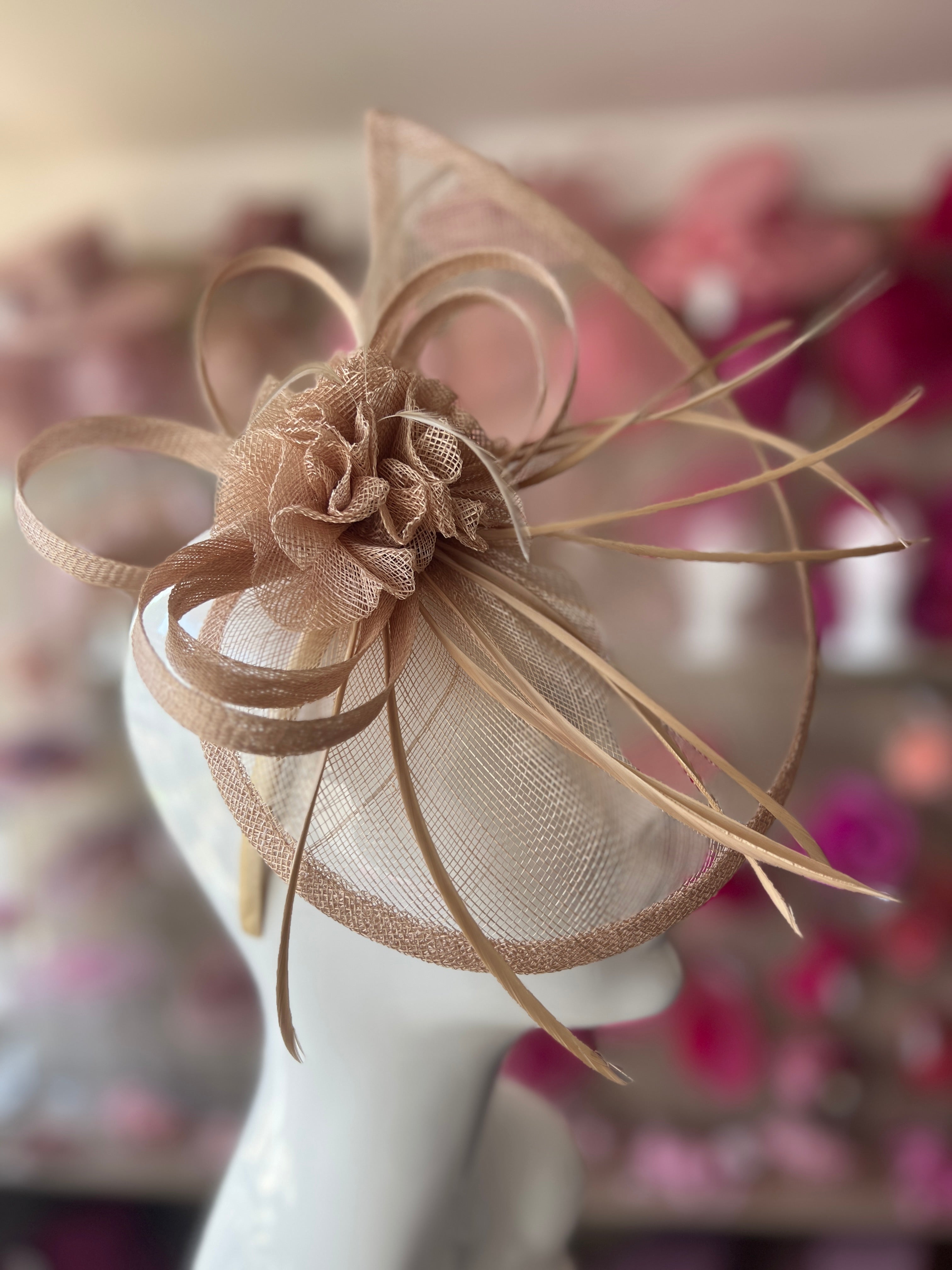 Beige wedding fascinators hotsell