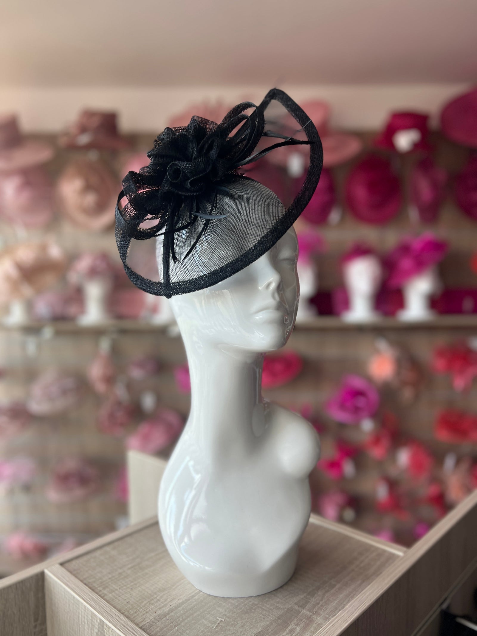 Crescent Design Half Disc Black Fascinator-Fascinators Direct